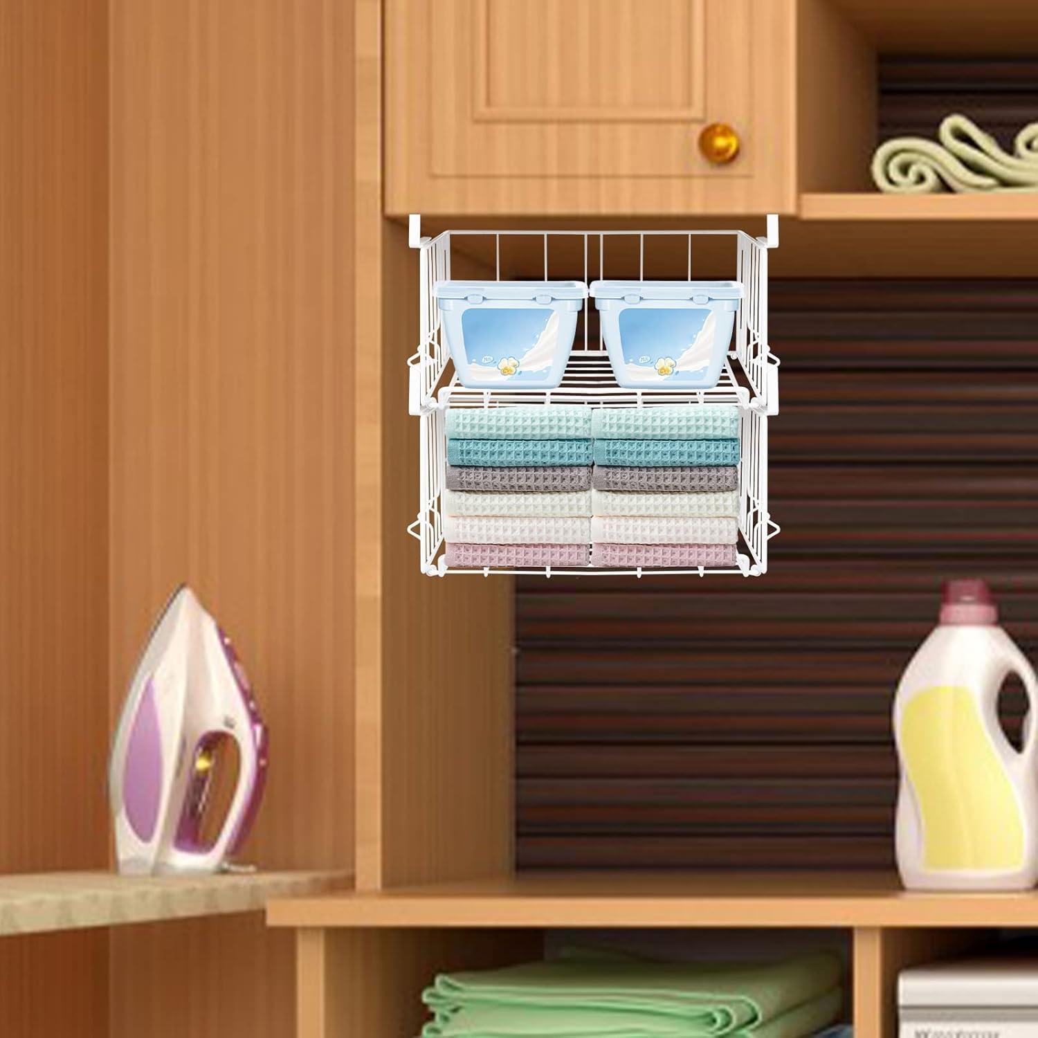 Cestas de Almacenamiento Plegables PowerKing, 2 Paquete, Blanco