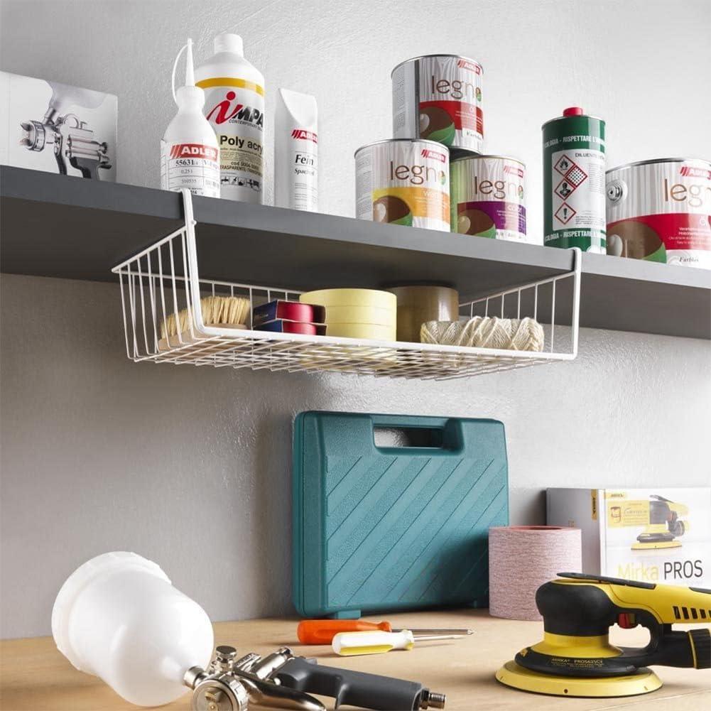 Cesta de Almacenamiento Colgante Hogar Moderno 48 cm Metal Blanca