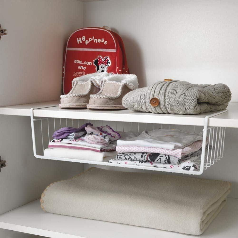 Cesta de Almacenamiento Colgante Hogar Moderno 48 cm Metal Blanca