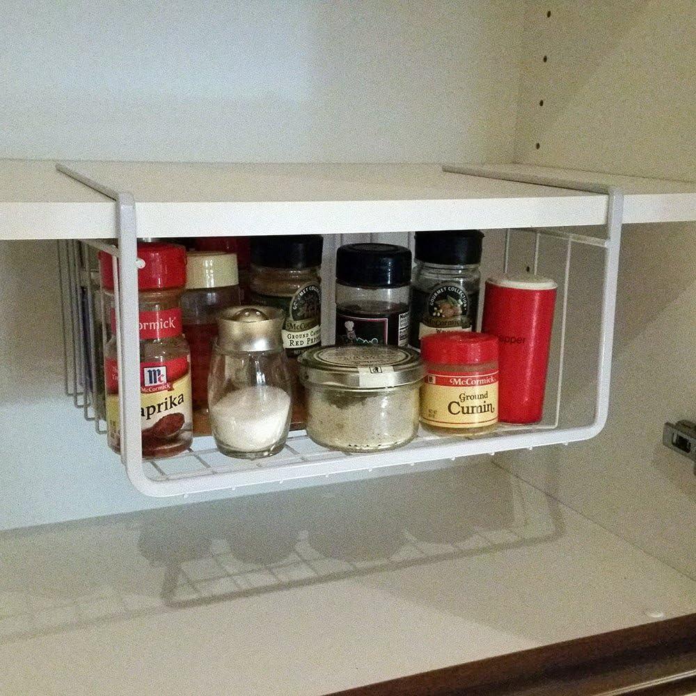 Cesta de Almacenamiento Colgante Hogar Moderno 48 cm Metal Blanca