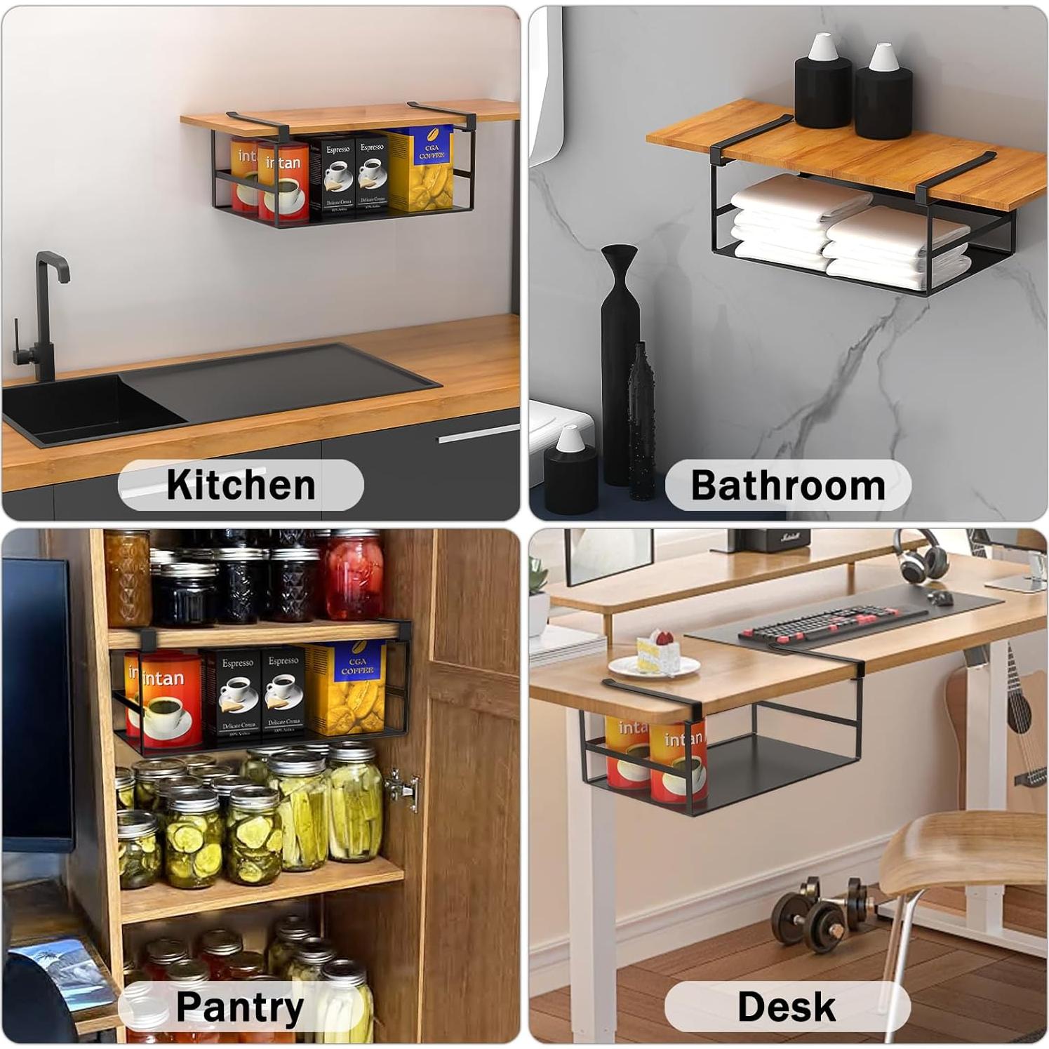 Cesta de Almacenamiento Colgante Fengone 2 Pack Negra 41x25 cm