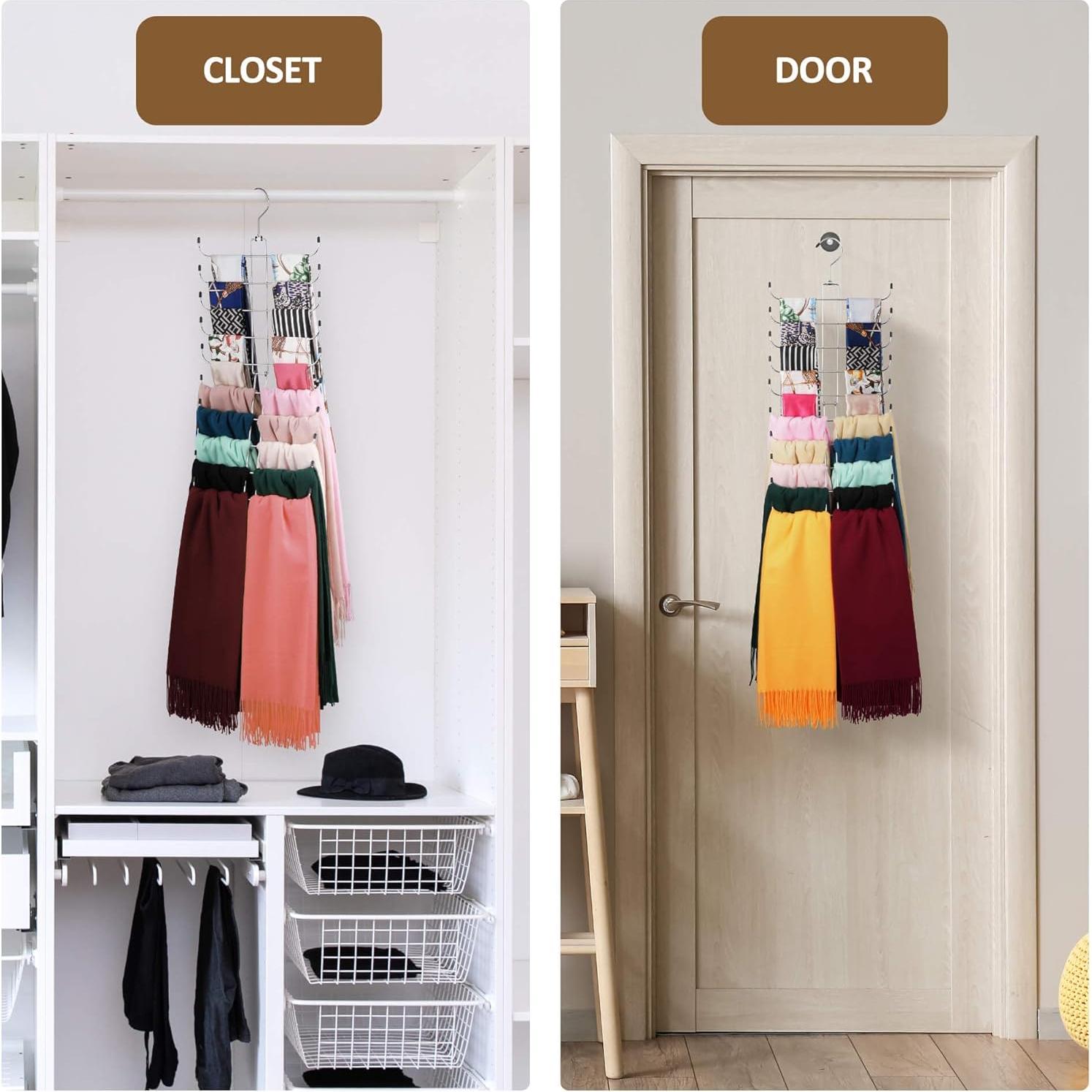 Organizador de Bufandas ZEDODIER Plata, Soporte Rotatable 20 Bufandas