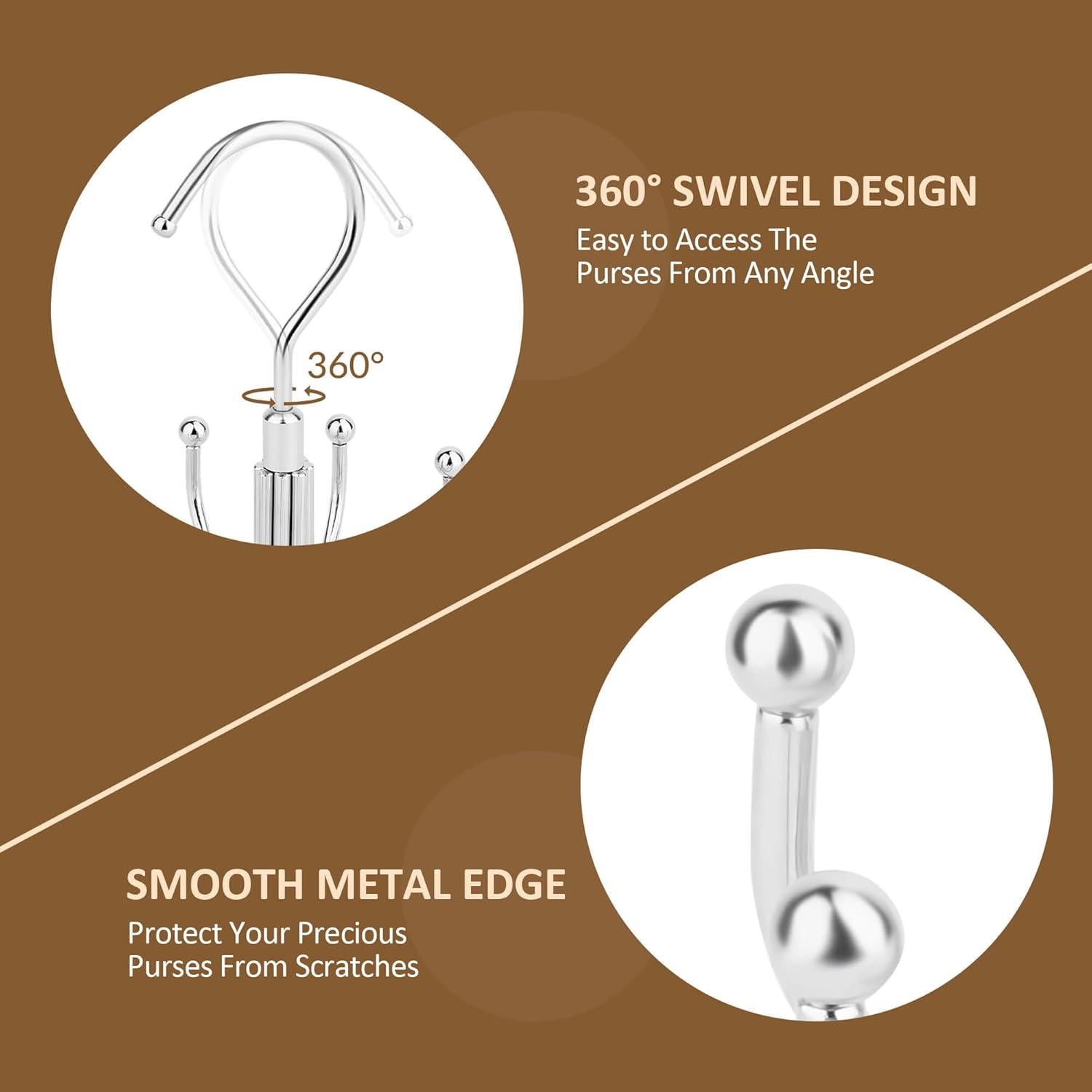 Organizador de Bolsos ZEDODIER Plateado, Soporte Rotativo 8 Bolsos