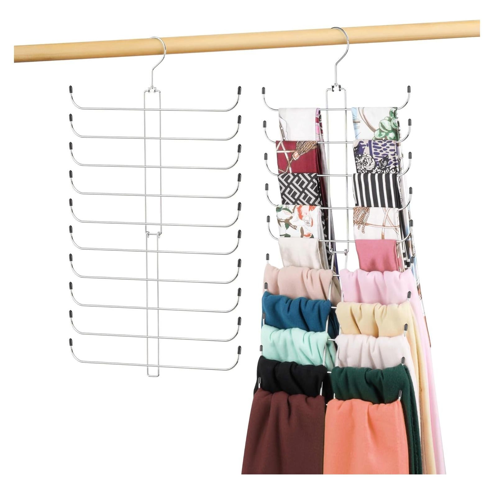 Perchero de Bufandas OMHOMETY Plateado 20 Bufandas Ahorra Espacio