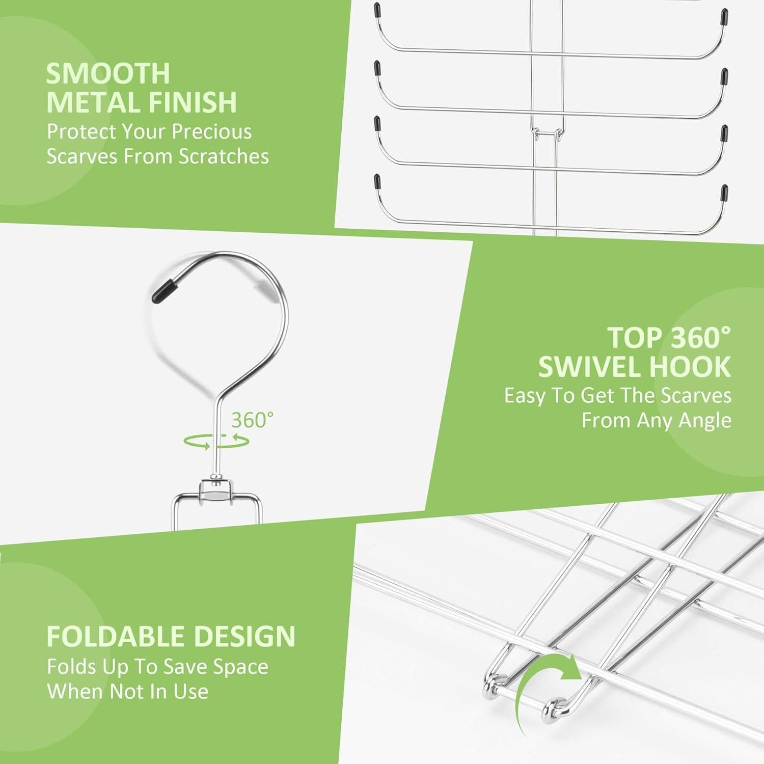 Perchero de Bufandas OMHOMETY Plateado 20 Bufandas Ahorra Espacio