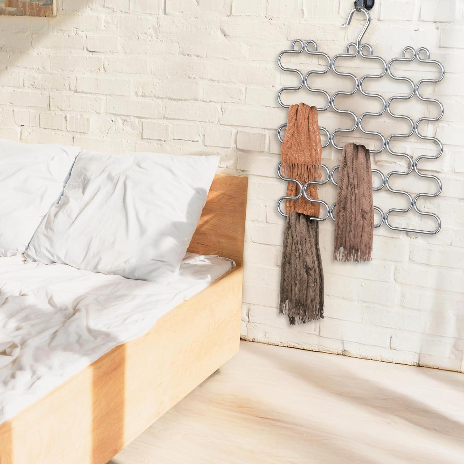 Perchero de Bufandas DecoBros Cromo 23 Bucles Ahorra Espacio