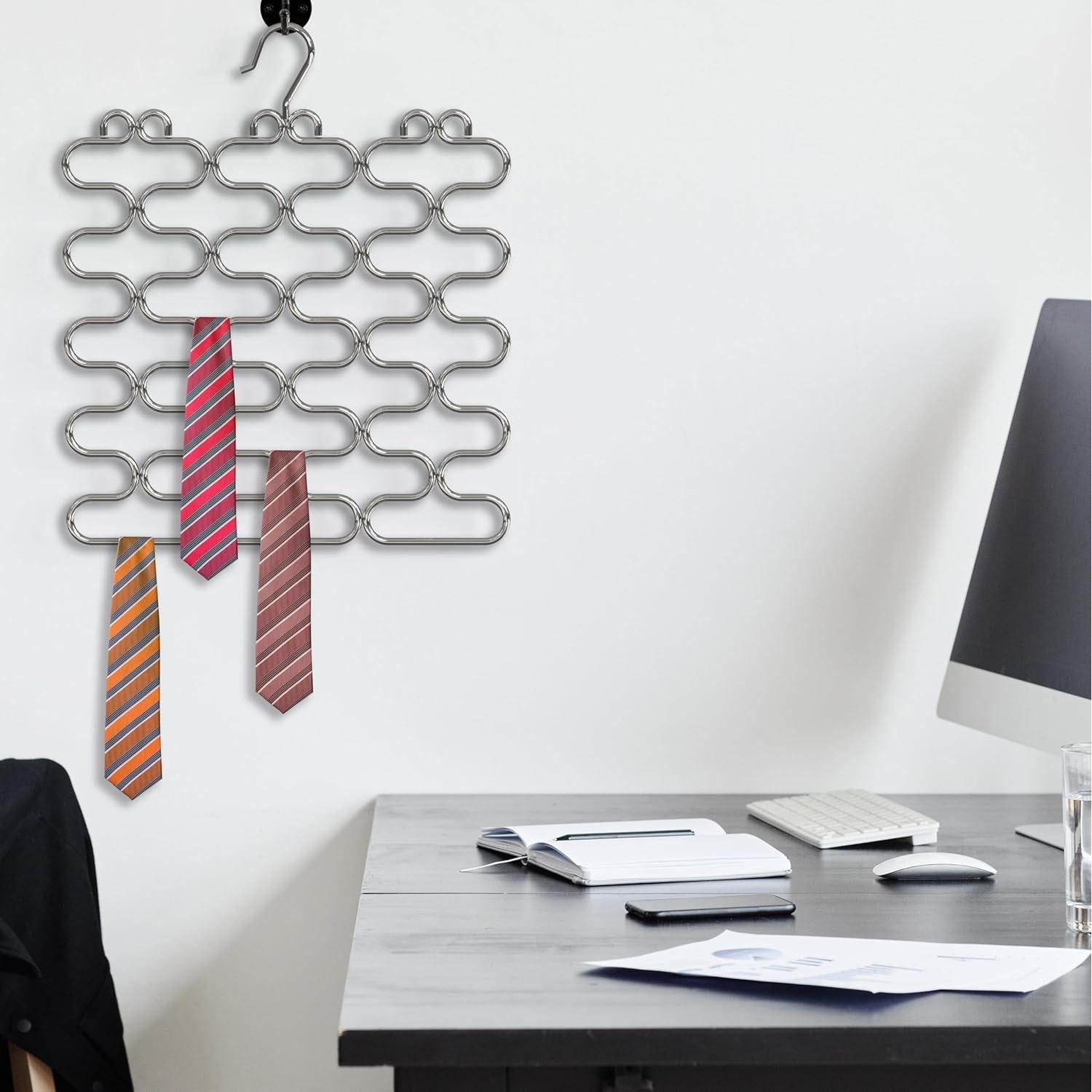 Perchero de Bufandas DecoBros Cromo 23 Bucles Ahorra Espacio