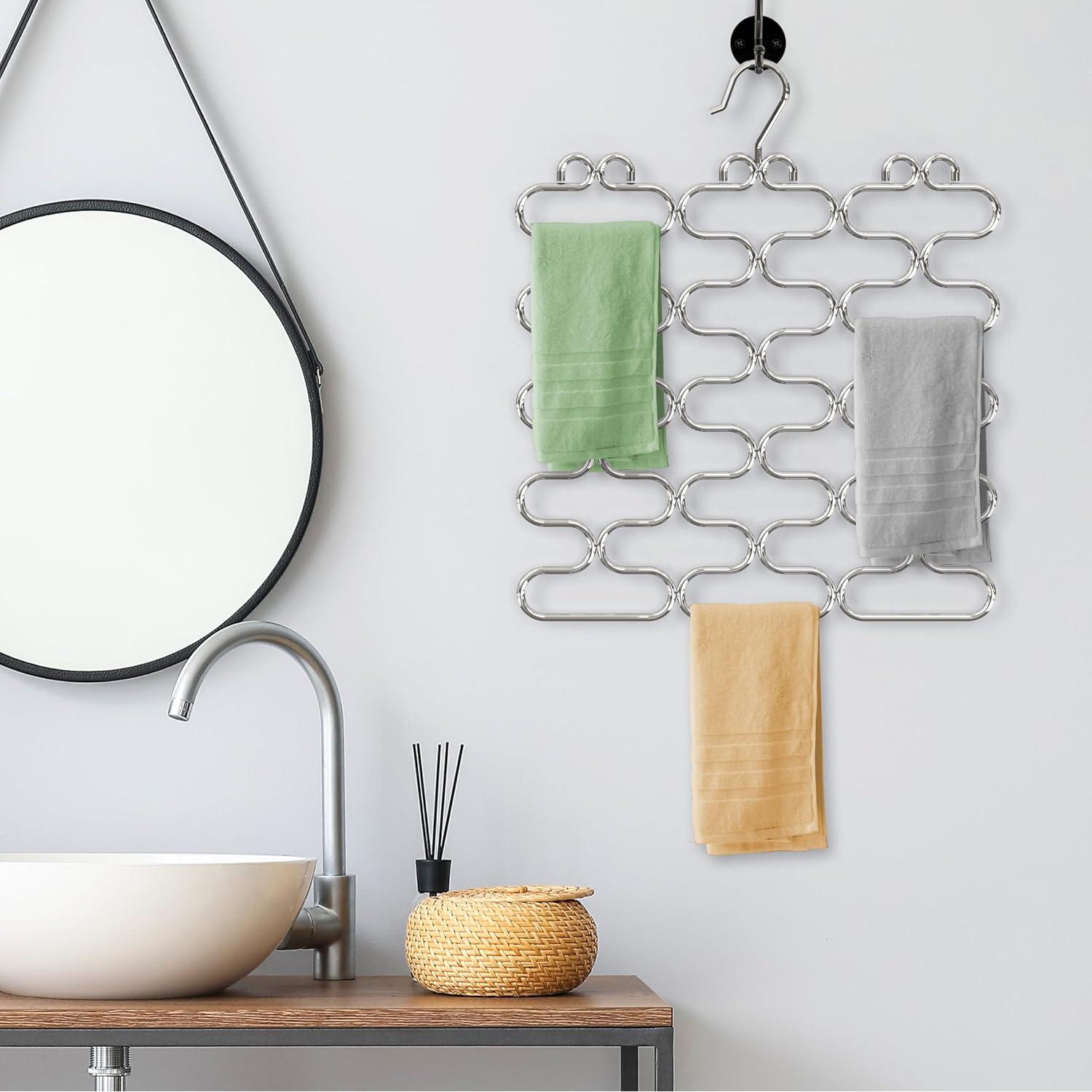 Perchero de Bufandas DecoBros Cromo 23 Bucles Ahorra Espacio