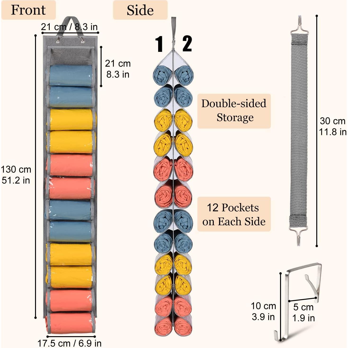 Organizador Colgante de Leggings Lirex 24 Bolsillos Gris
