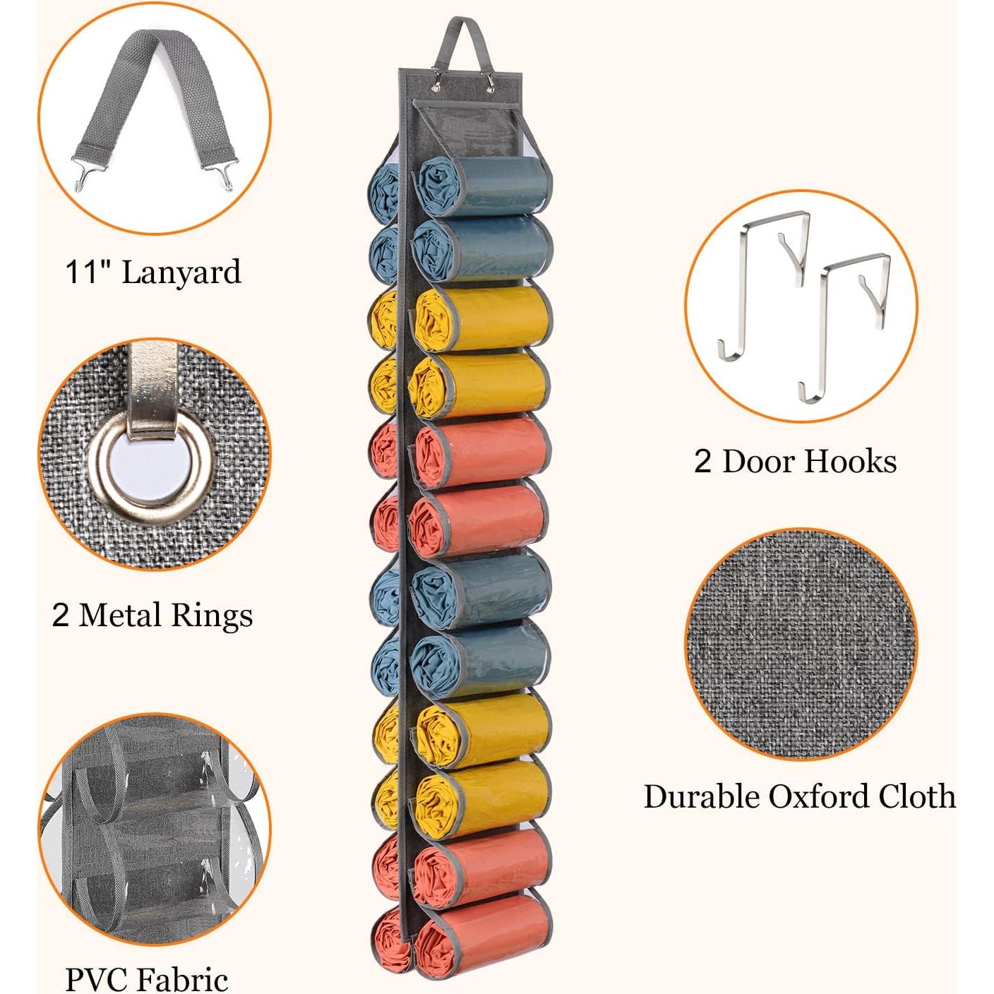 Organizador Colgante de Leggings Lirex 24 Bolsillos Gris