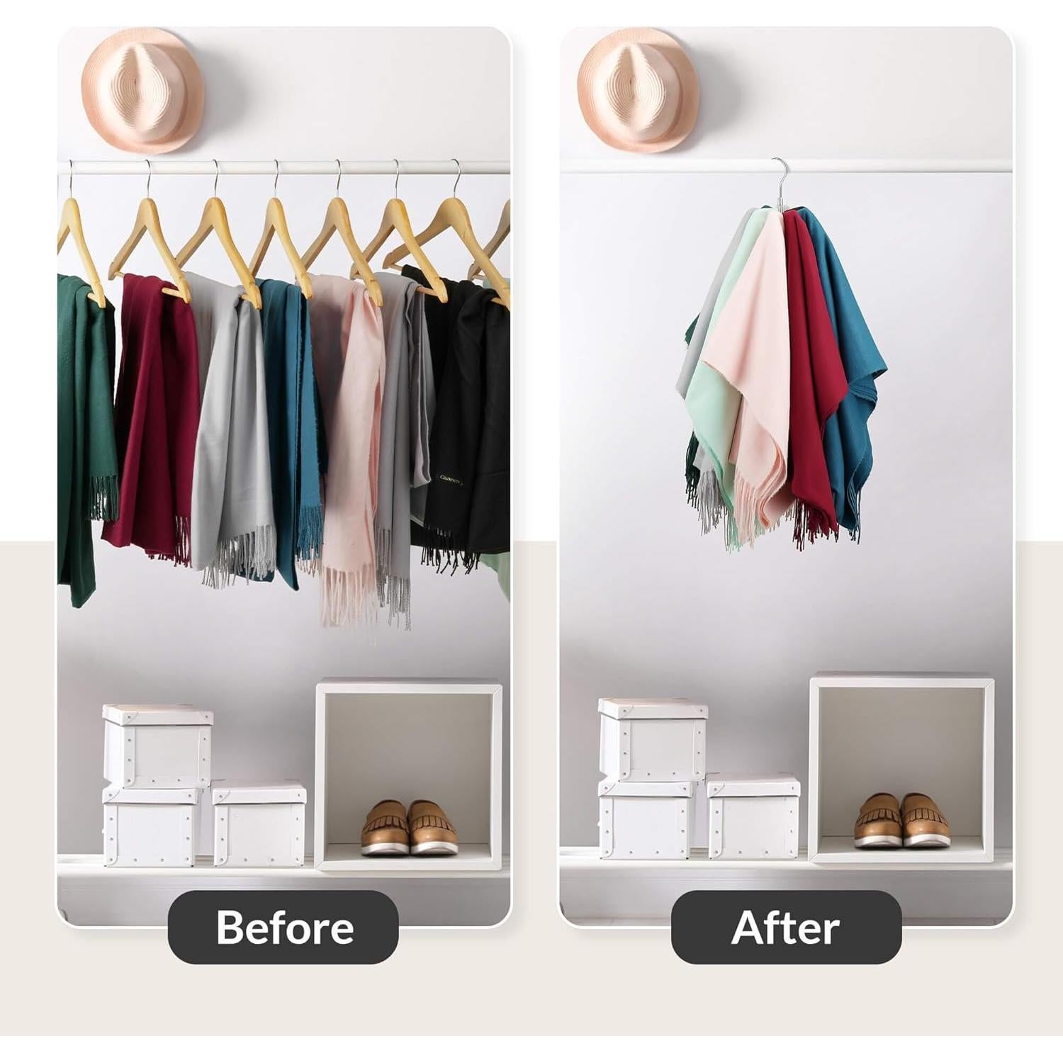 Organizador de Bufandas ZEDODIER, Soporte Rotatorio Plata, 8 Ganchos