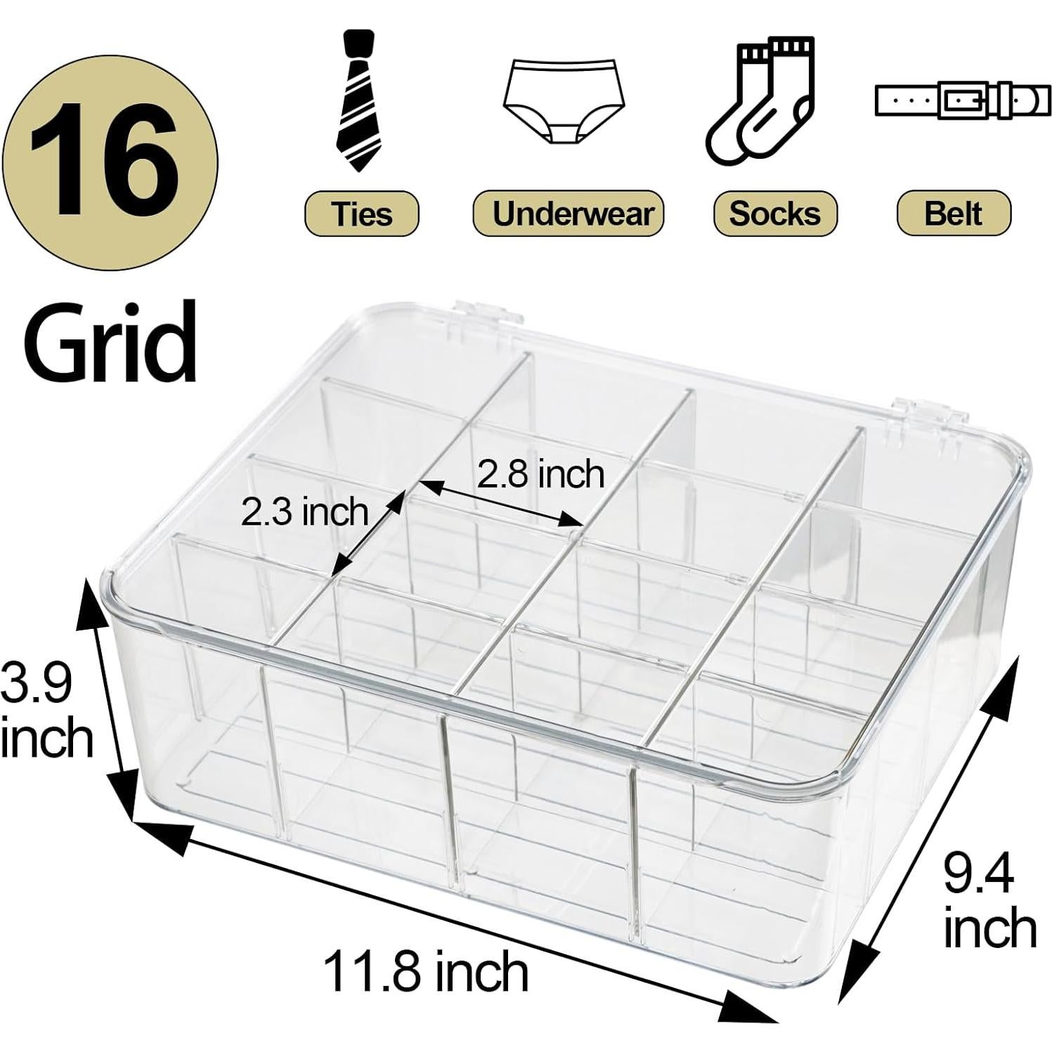 Organizador de Cajones ZEXALOR 16 Compartimentos con Tapa