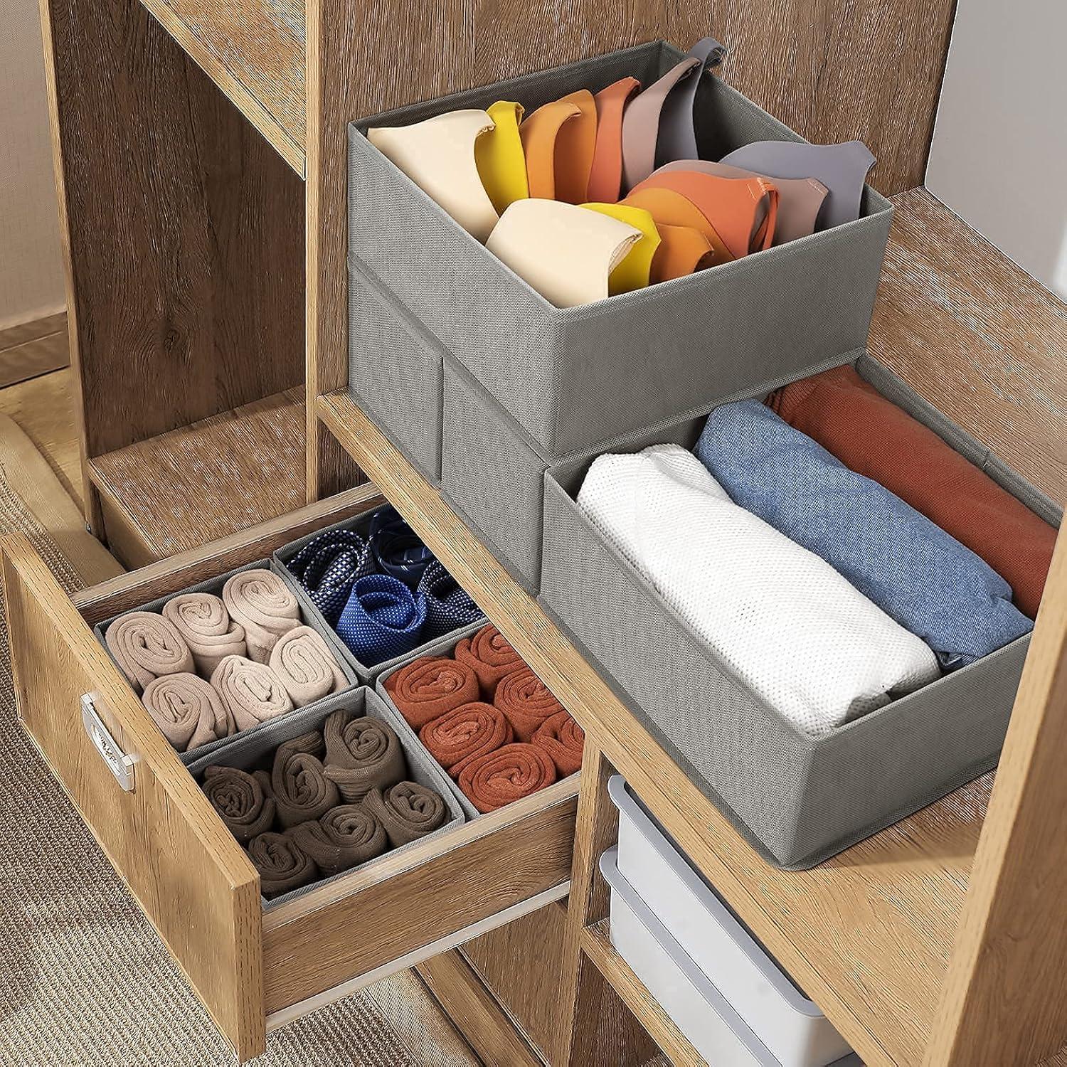 Organizador de Cajones Criusia 8 Piezas Tela Gris Plegable