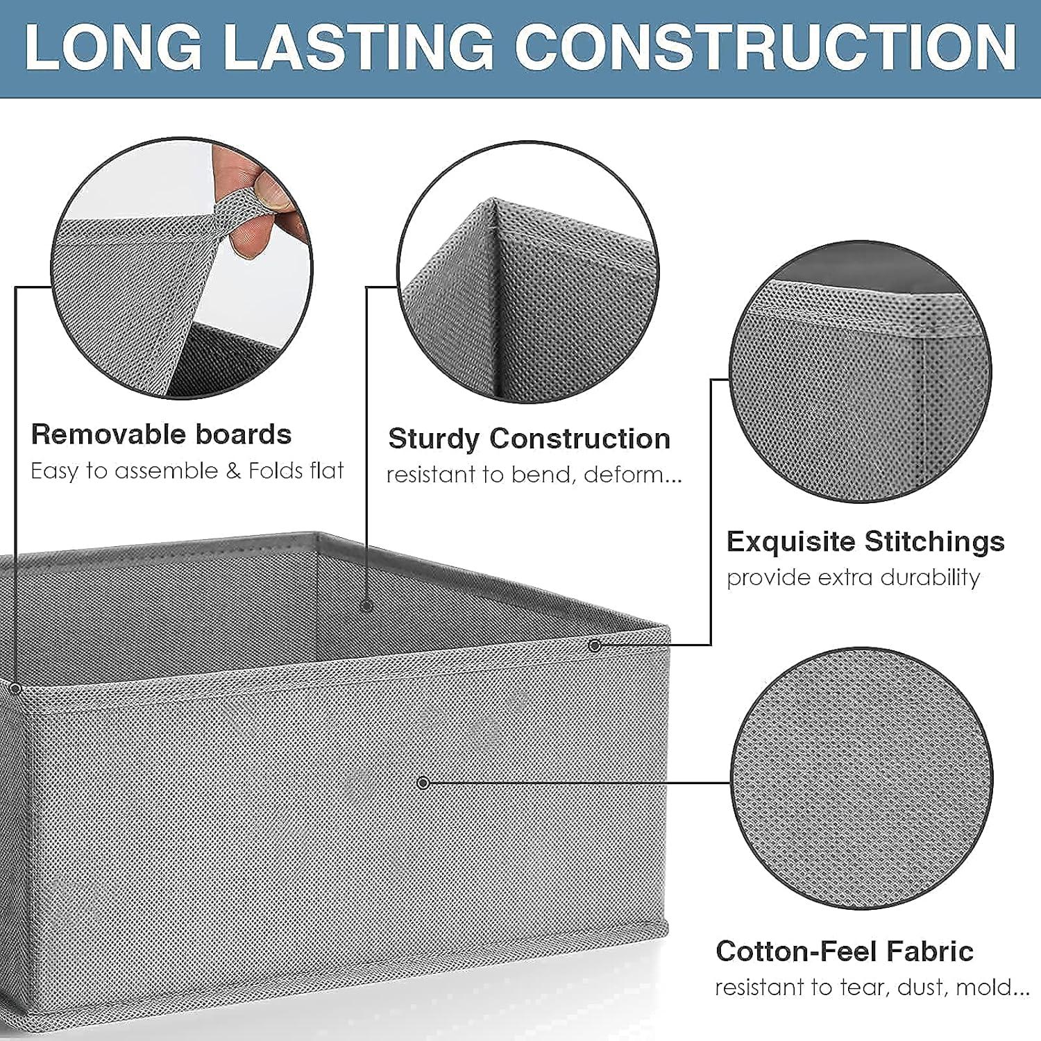 Organizador de Cajones Criusia 8 Piezas Tela Gris Plegable