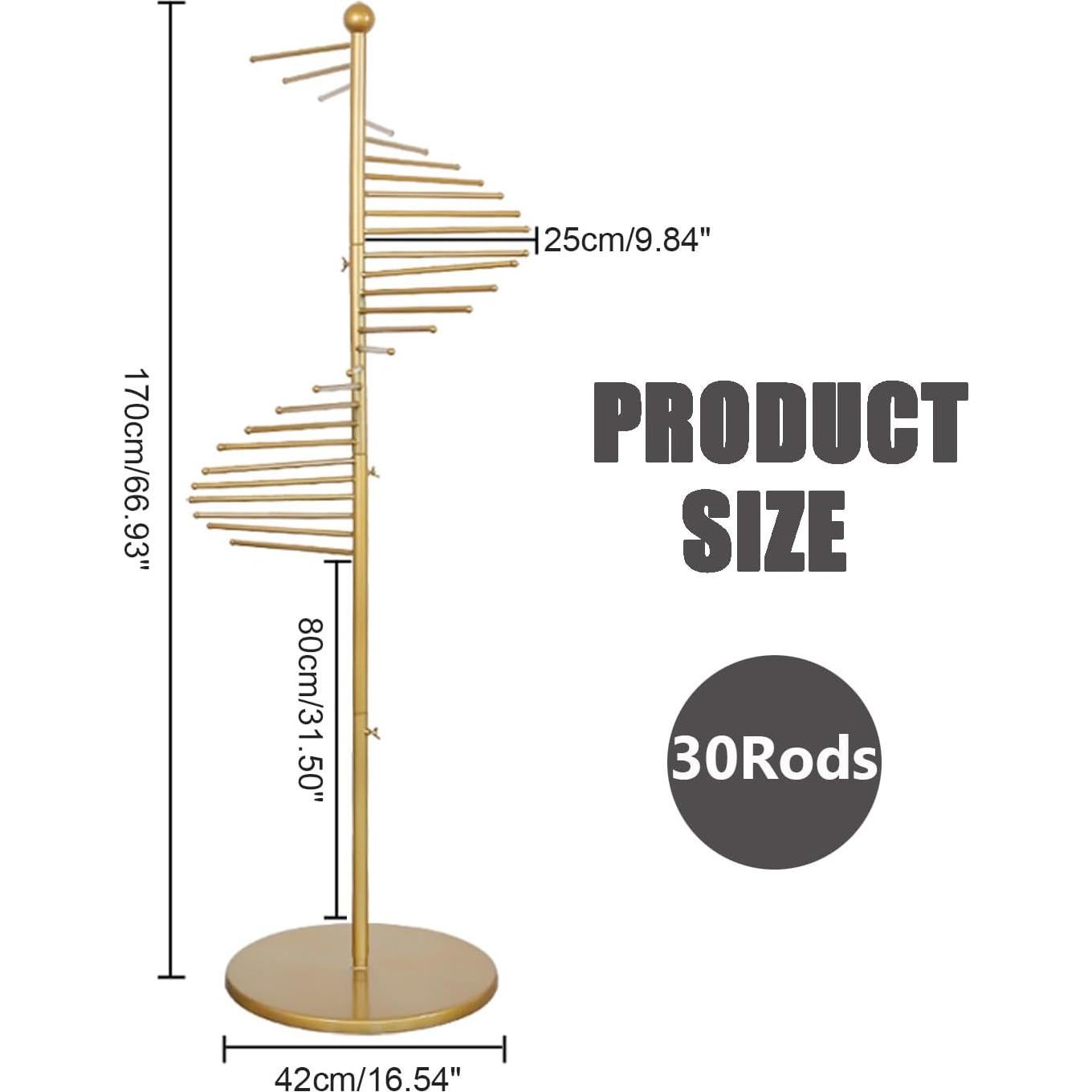 Soporte de Bufandas XIMSPHY Dorado 42x170cm 30 Varillas