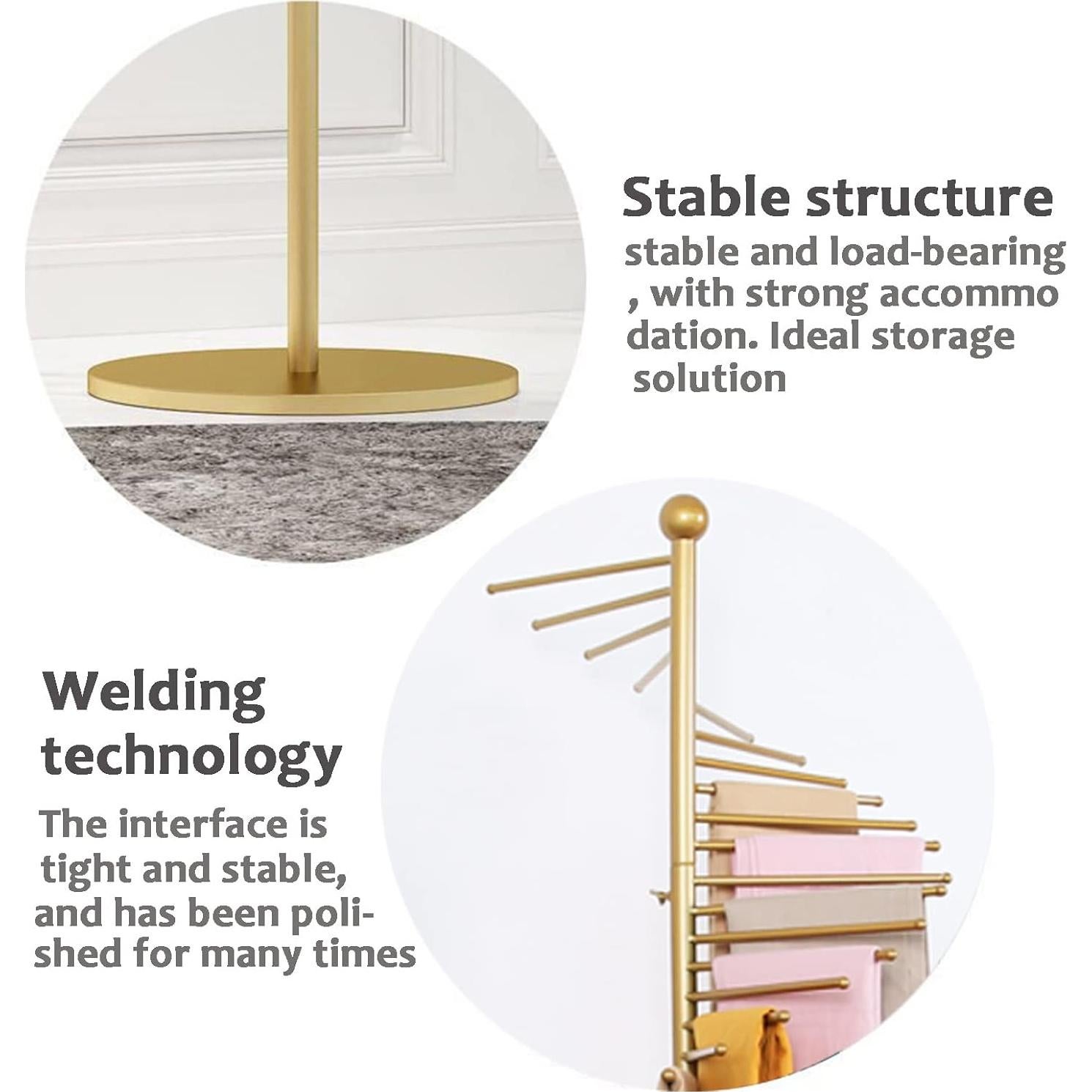 Soporte de Bufandas XIMSPHY Dorado 42x170cm 30 Varillas