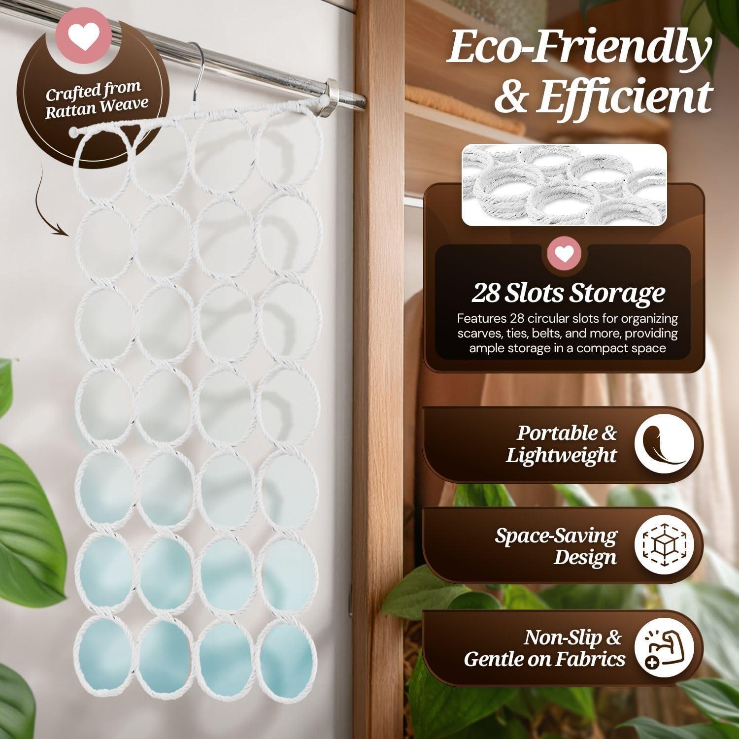 Organizador de Bufandas Flexzion - 28 Ranuras, Paquete de 2 Blanco