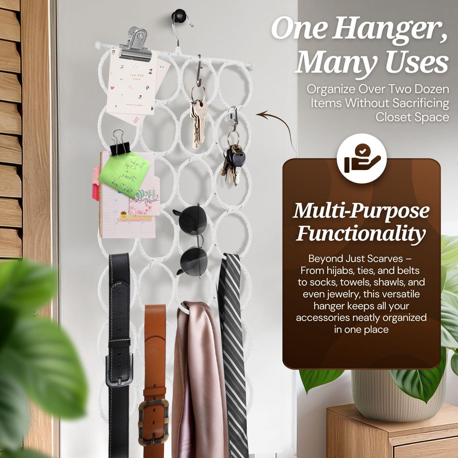 Organizador de Bufandas Flexzion - 28 Ranuras, Paquete de 2 Blanco