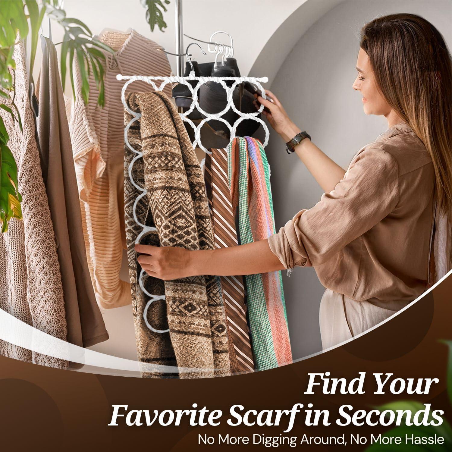 Organizador de Bufandas Flexzion - 28 Ranuras, Paquete de 2 Blanco