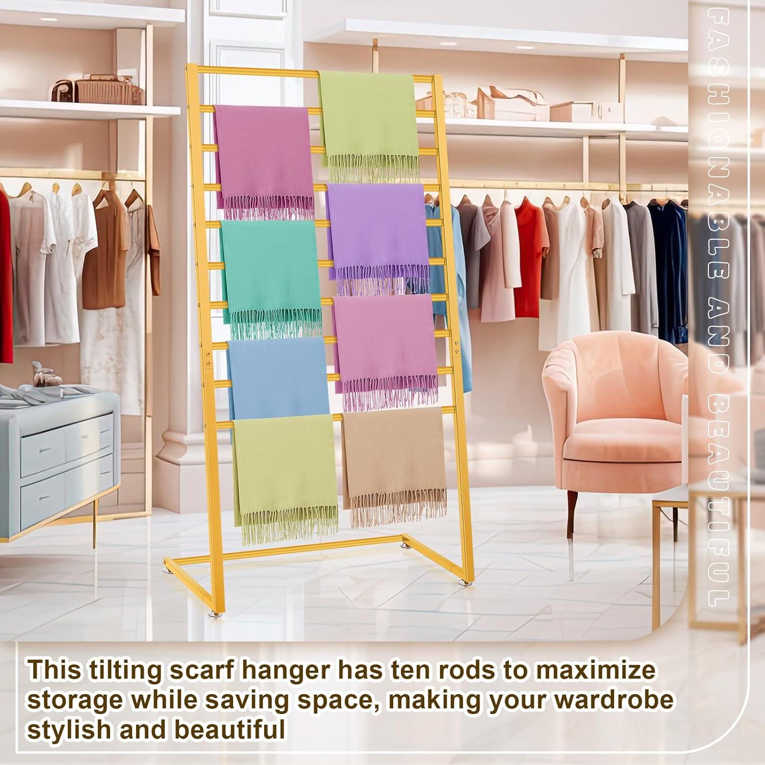 Organizador de Bufandas y Cinturones Metal Dorado Kritkin 10 Niveles