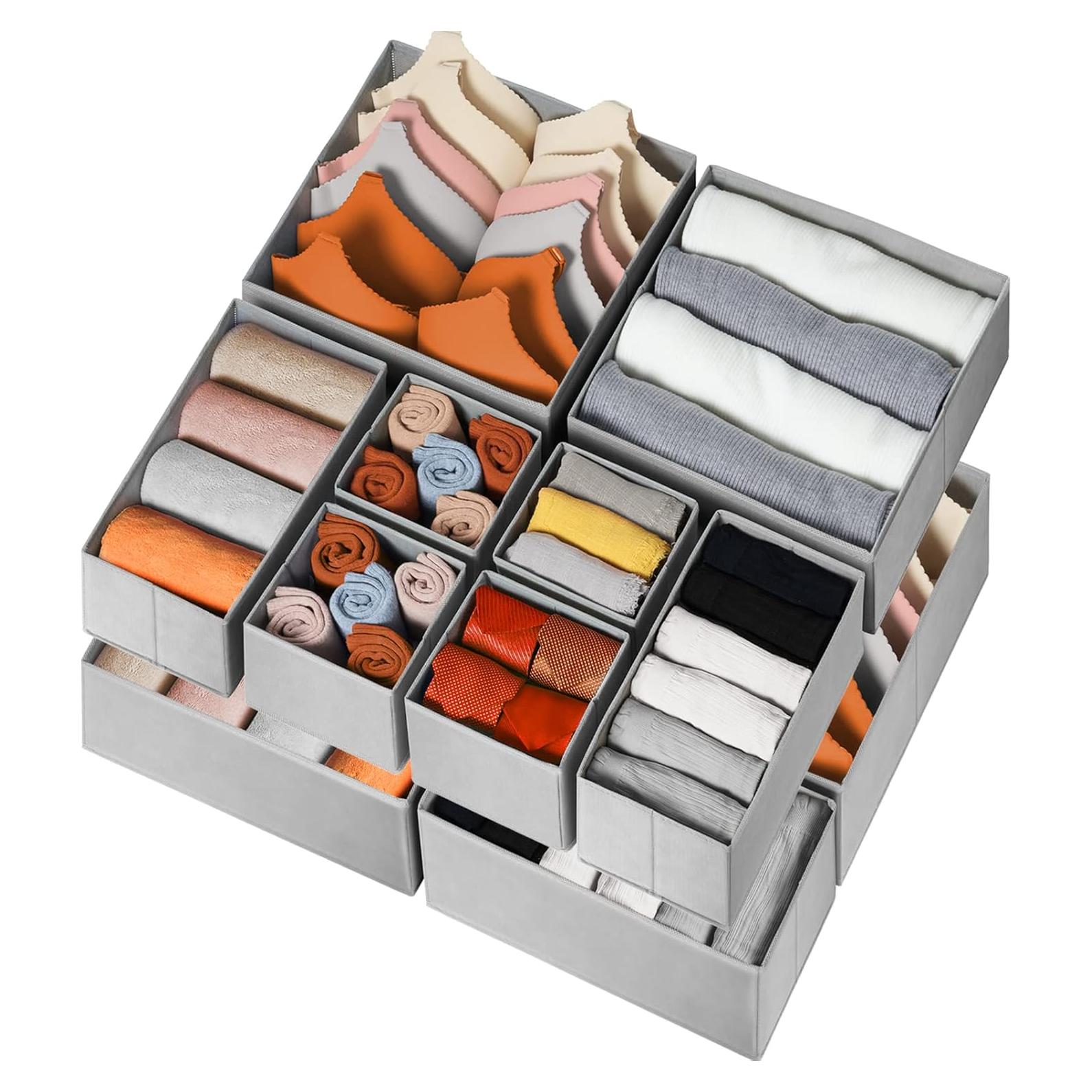 Organizador de Cajones Criusia - 12 Piezas, Tela Gris