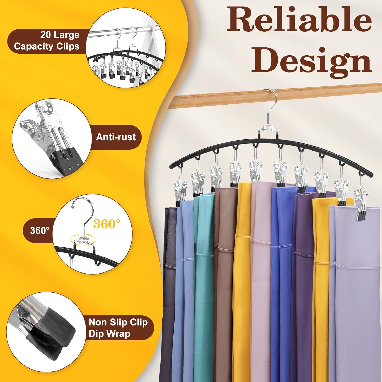 Organizador de Leggings Ginyoyo 2 Pack Metal Negro 20 Clips