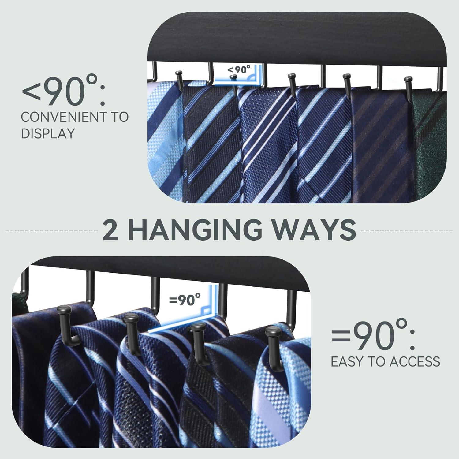 Soporte de Corbatas de Pared HOMEBROS Negro 2 Piezas 24 Ganchos