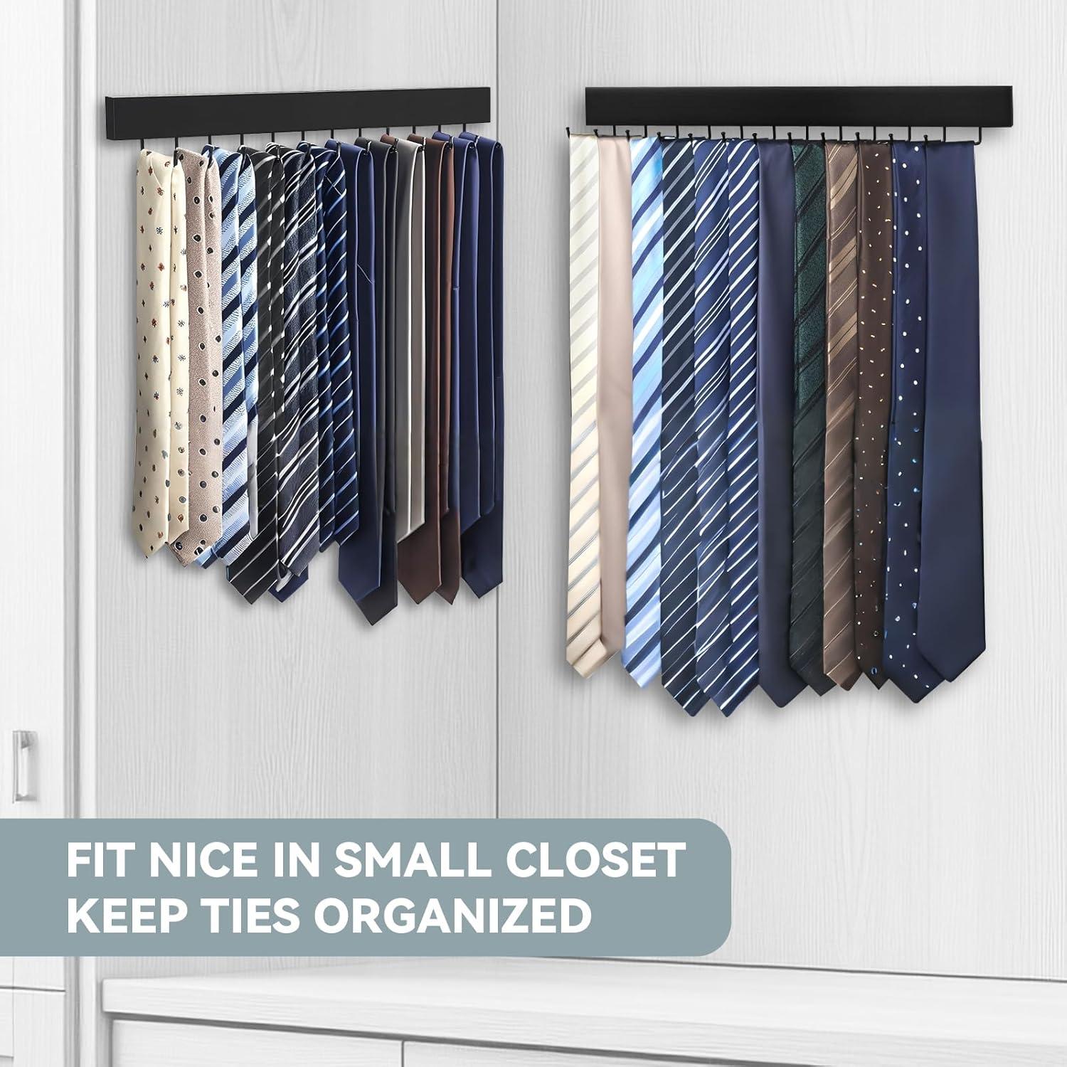 Soporte de Corbatas de Pared HOMEBROS Negro 2 Piezas 24 Ganchos