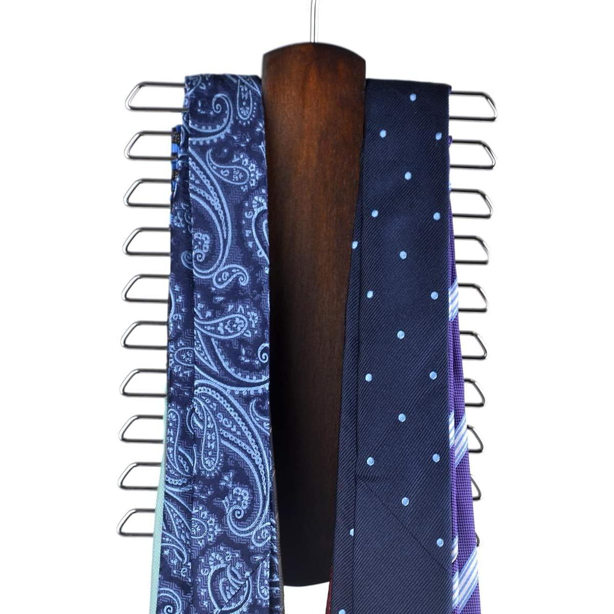 Percha Premium Umo Lorenzo de Madera para Corbatas y Cinturones - 20 Ganchos