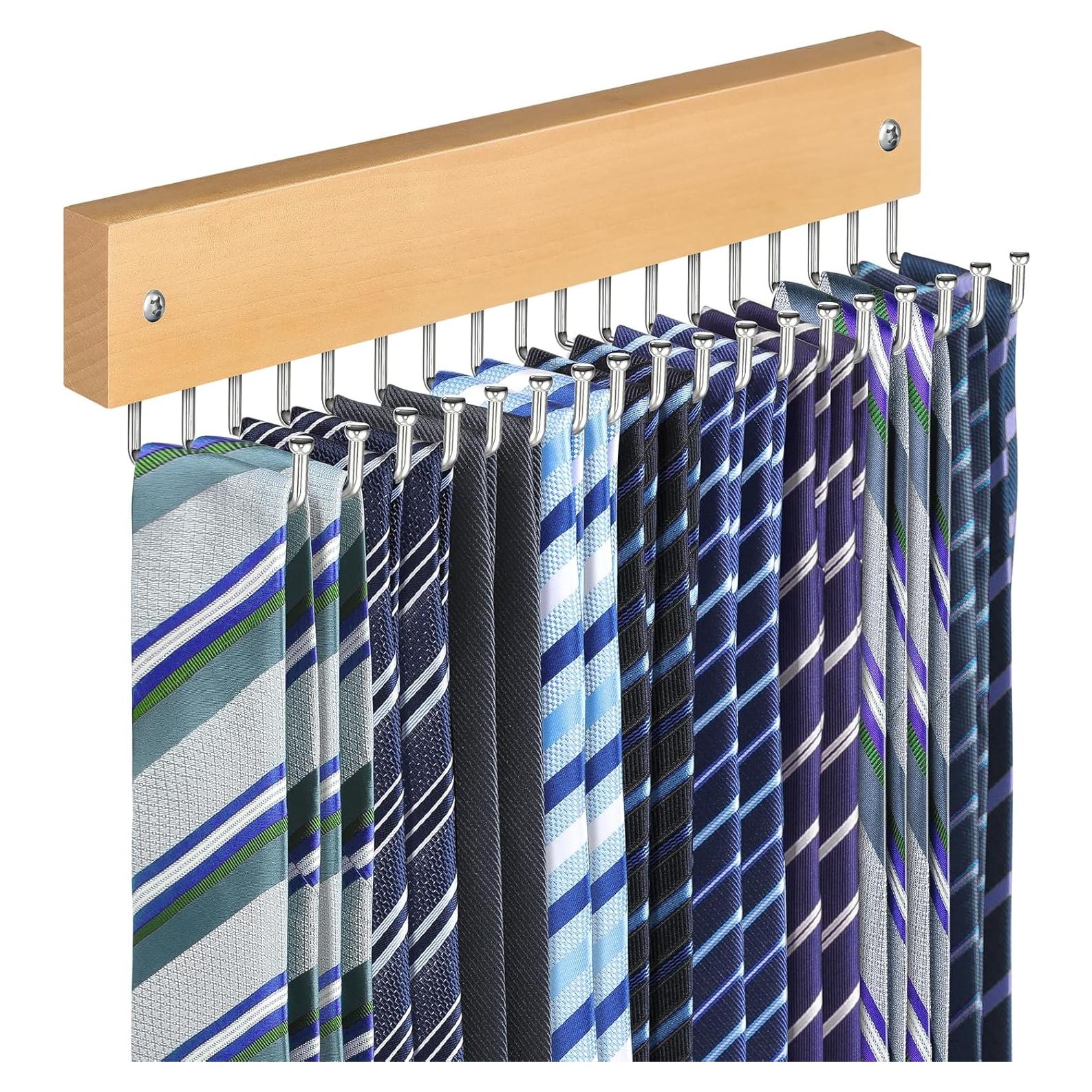 Perchero de Corbatas Lomrsiul Natural con 18 Ganchos Rotativos