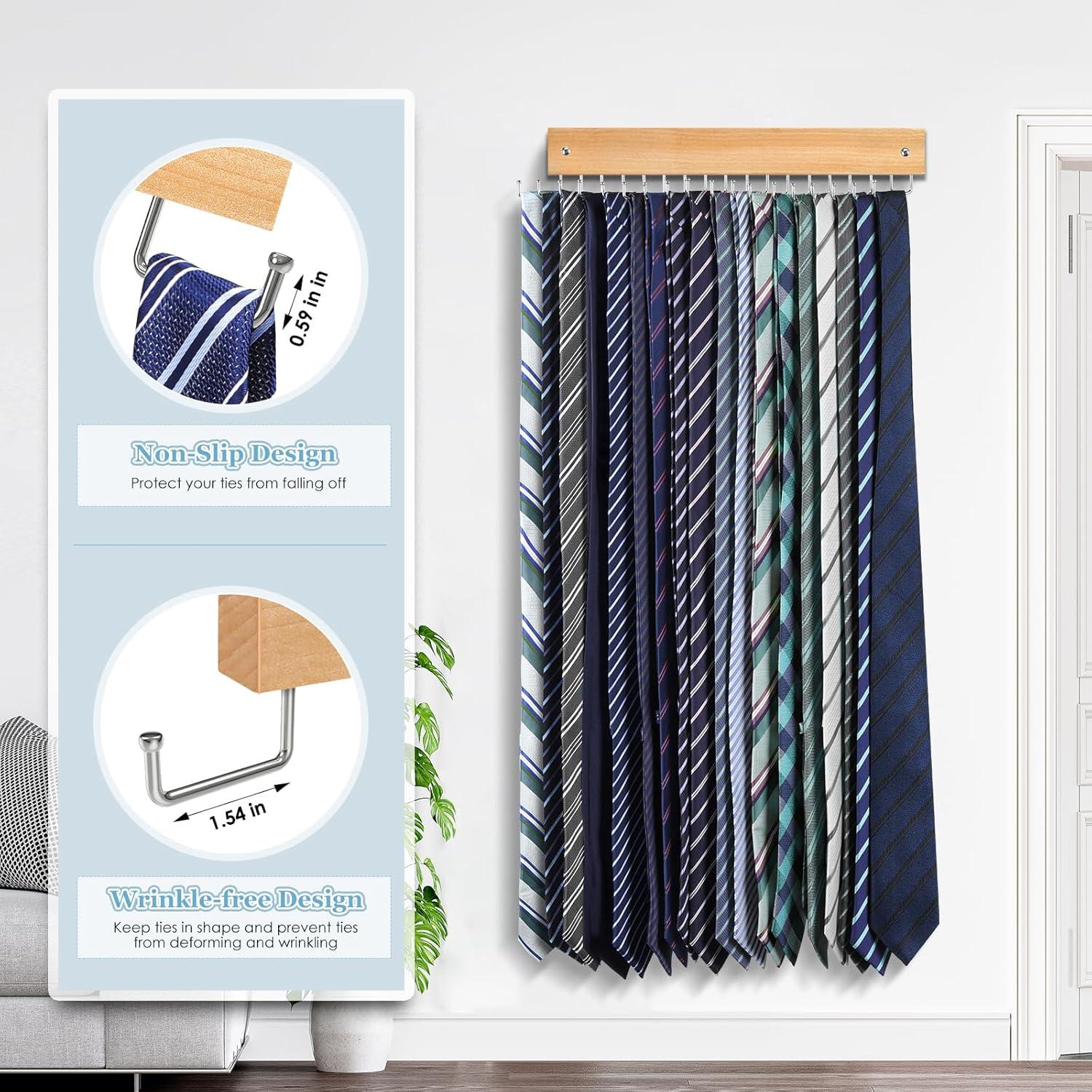 Perchero de Corbatas Lomrsiul Natural con 18 Ganchos Rotativos