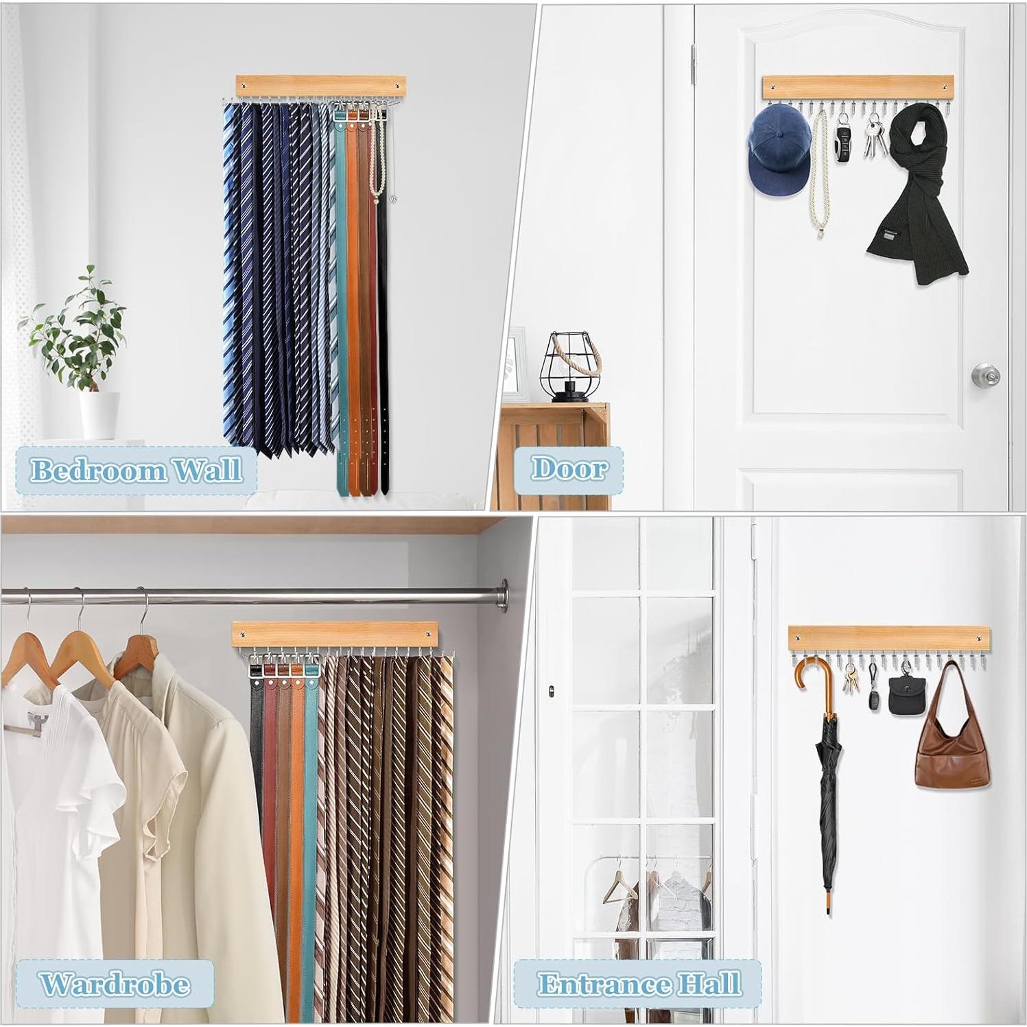 Perchero de Corbatas Lomrsiul Natural con 18 Ganchos Rotativos