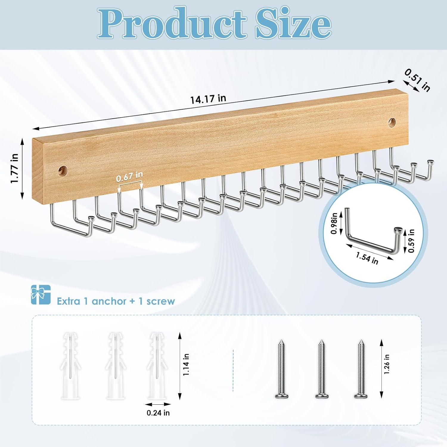 Perchero de Corbatas Lomrsiul Natural con 18 Ganchos Rotativos