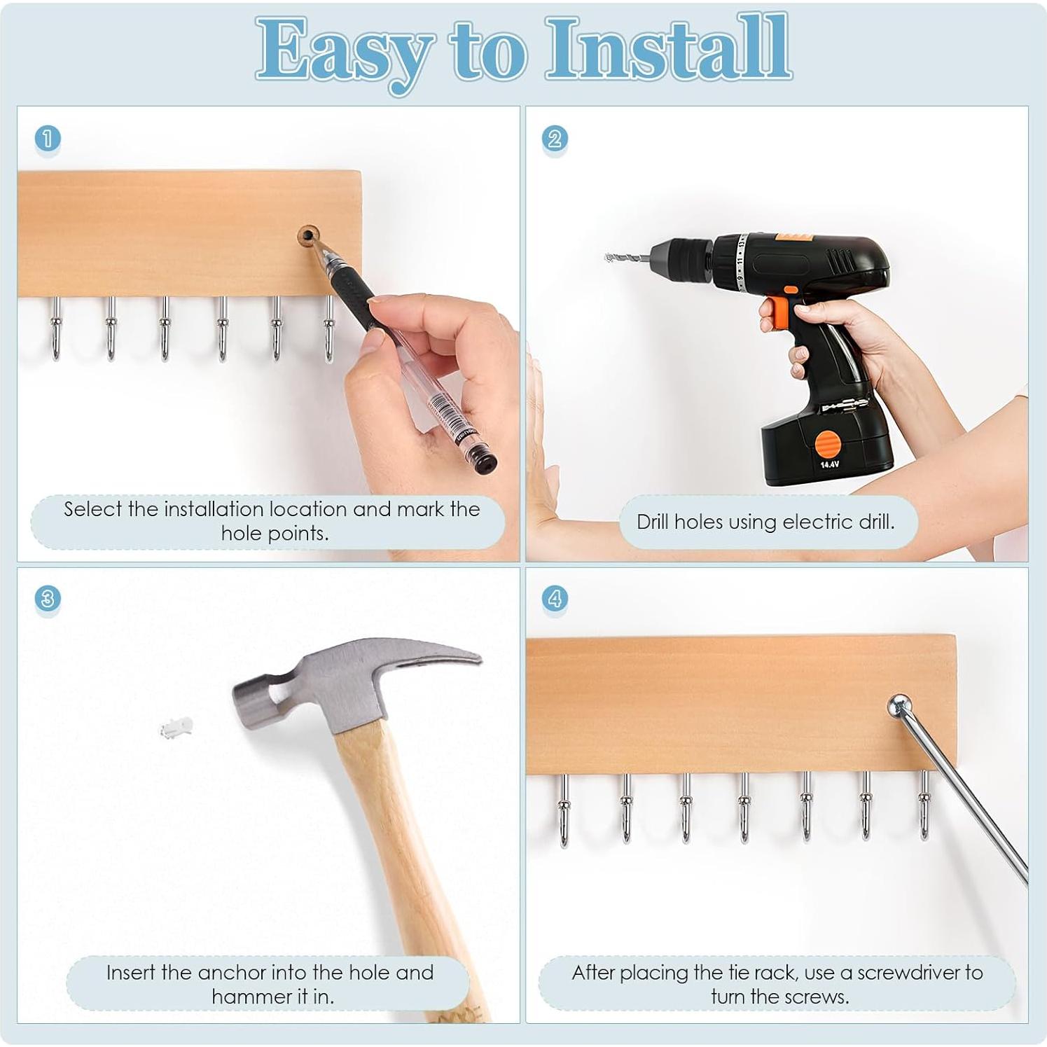 Perchero de Corbatas Lomrsiul Natural con 18 Ganchos Rotativos