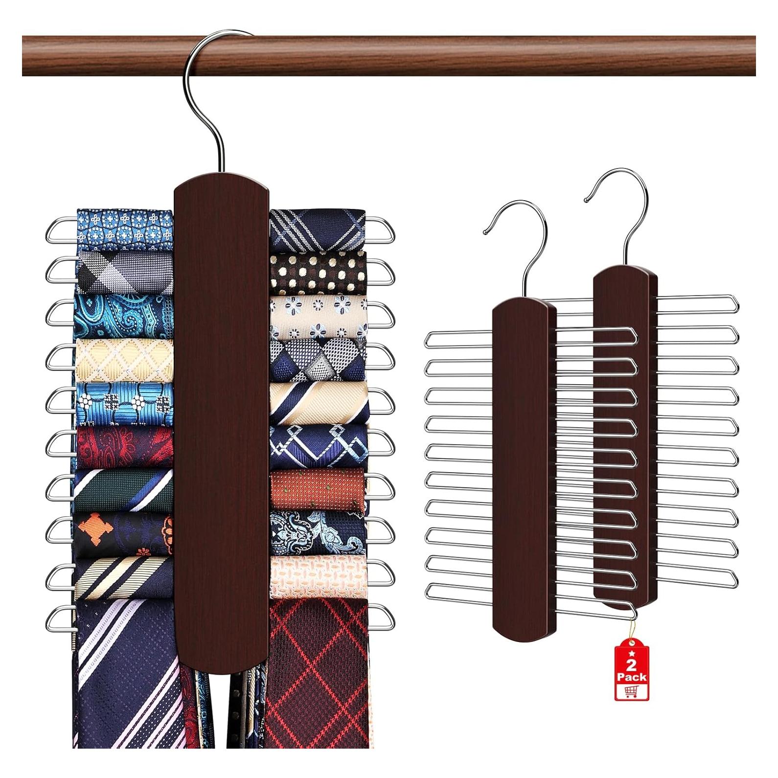 Soporte para Corbatas YYILIS 2 Paquete Madera Rotatable 40 Corbatas