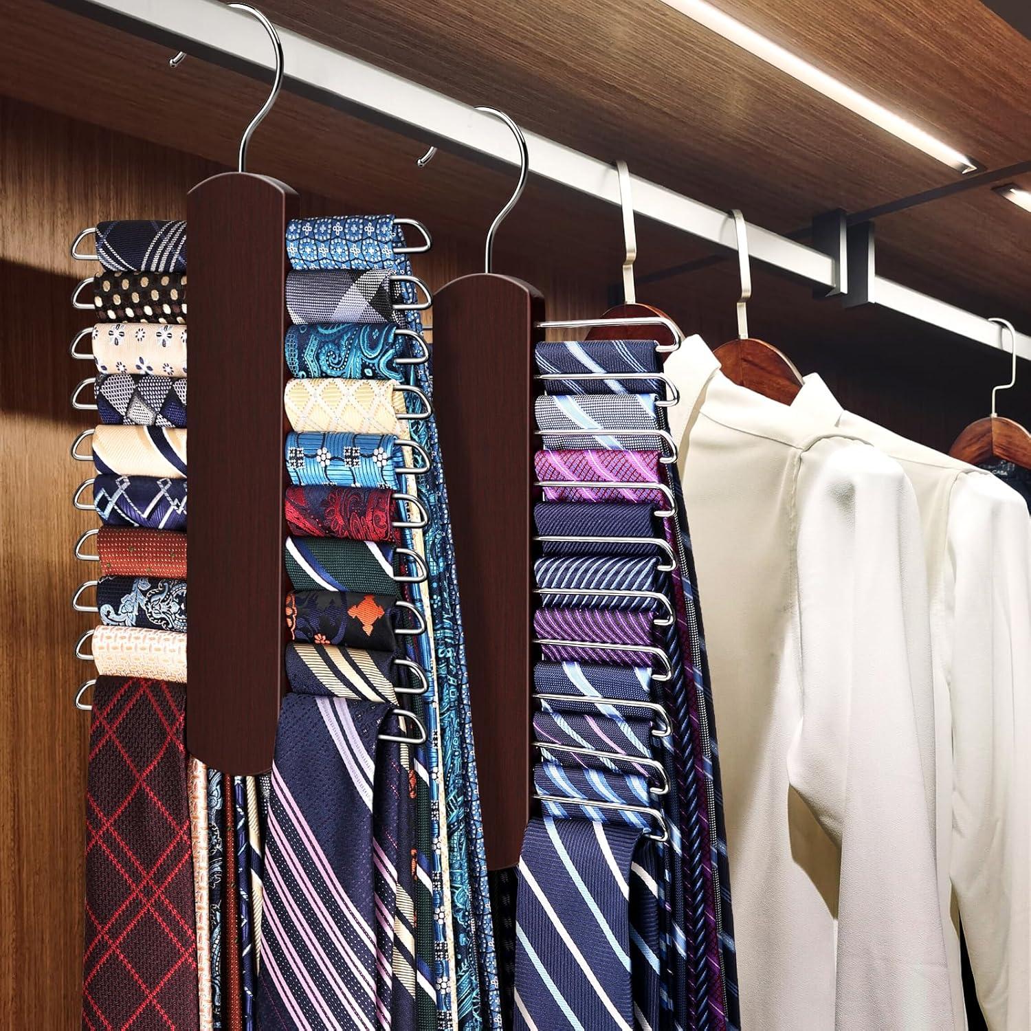 Soporte para Corbatas YYILIS 2 Paquete Madera Rotatable 40 Corbatas