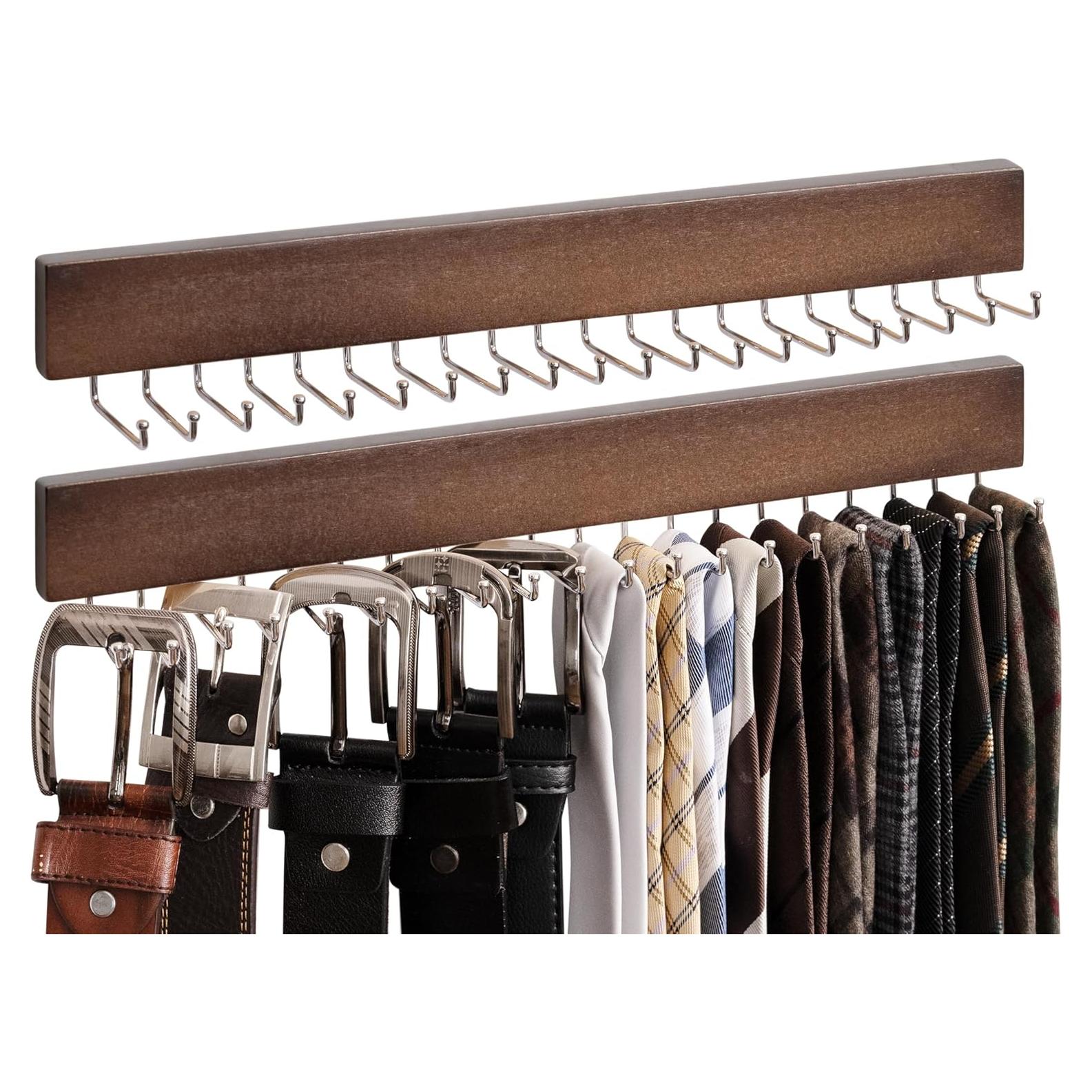 Soporte para Corbatas StorageWorks 2-Pack Madera Nogal 20 Ganchos