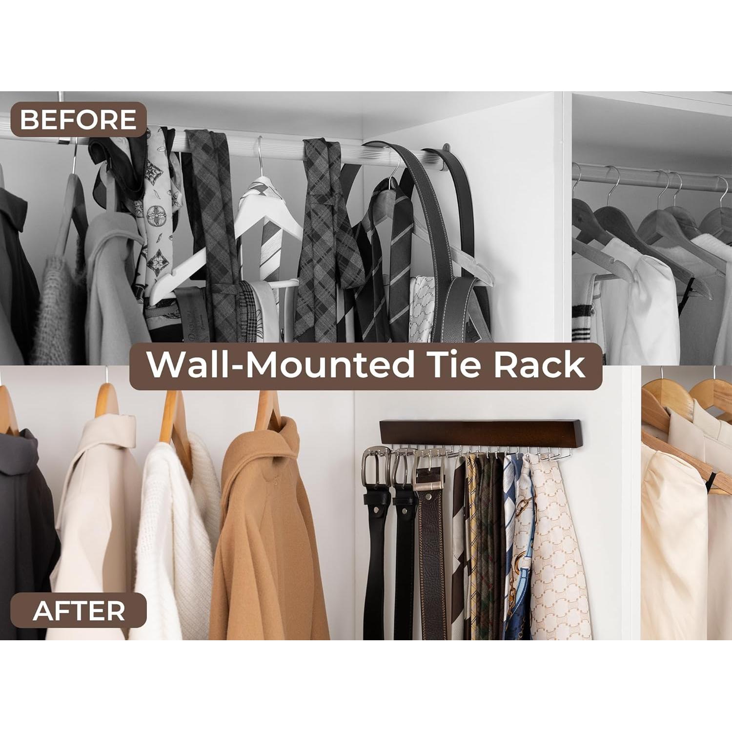 Soporte para Corbatas StorageWorks 2-Pack Madera Nogal 20 Ganchos