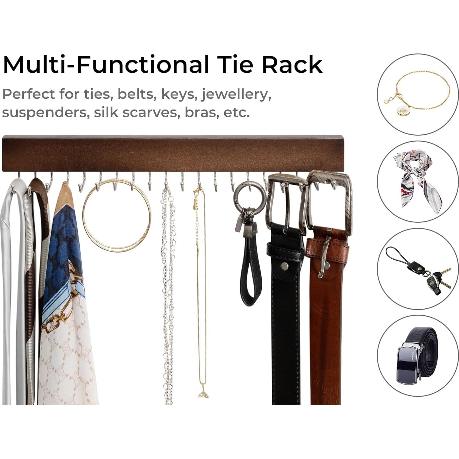 Soporte para Corbatas StorageWorks 2-Pack Madera Nogal 20 Ganchos