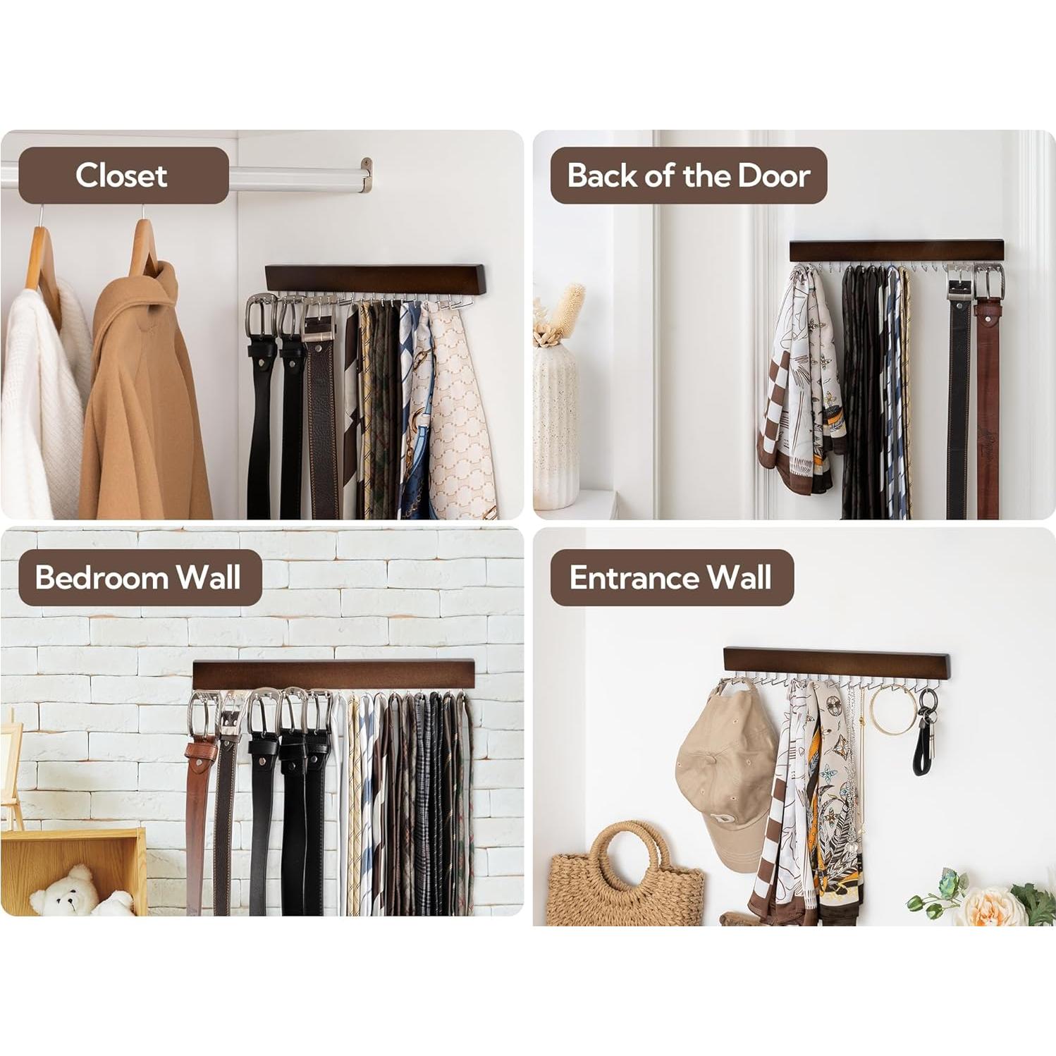 Soporte para Corbatas StorageWorks 2-Pack Madera Nogal 20 Ganchos