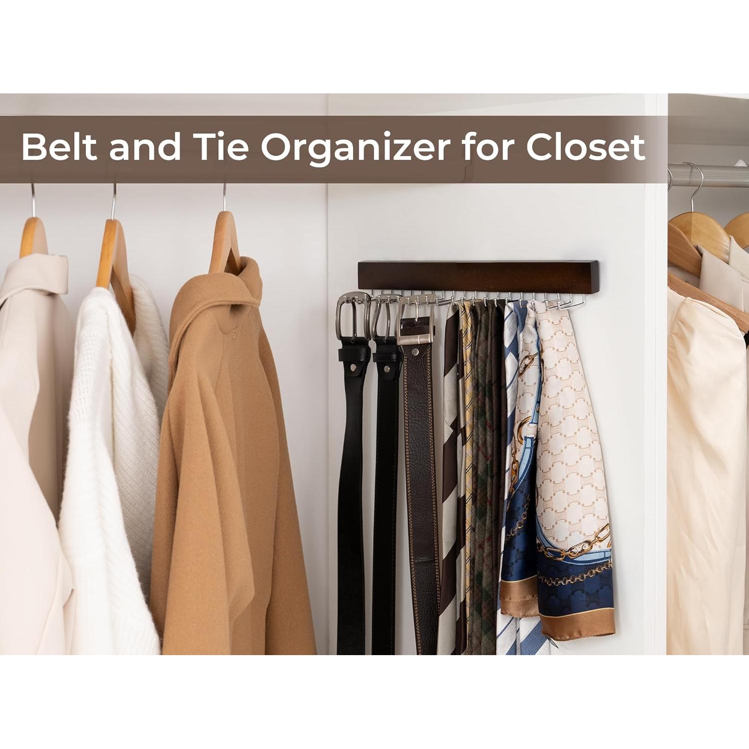 Soporte para Corbatas StorageWorks 2-Pack Madera Nogal 20 Ganchos