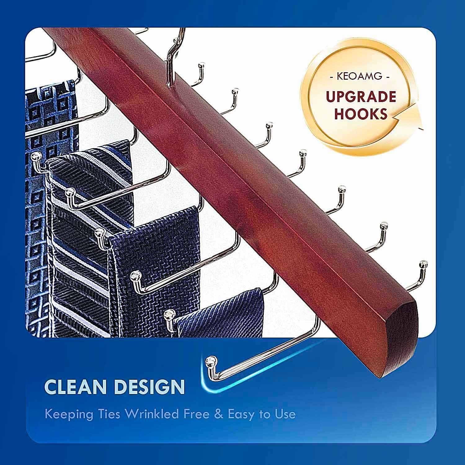 Perchero para Corbatas KEOAMG de Madera Caoba con 18 Ganchos