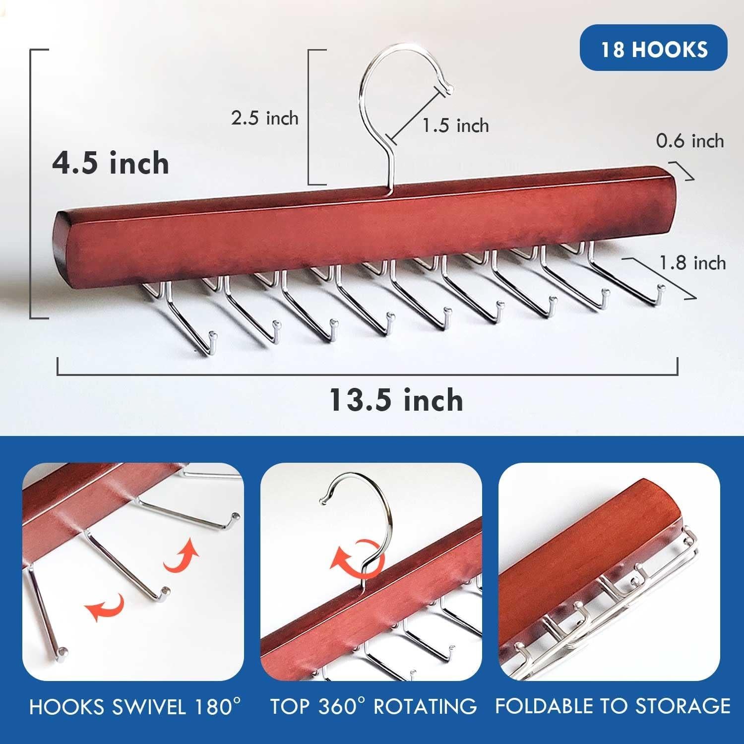 Perchero para Corbatas KEOAMG de Madera Caoba con 18 Ganchos