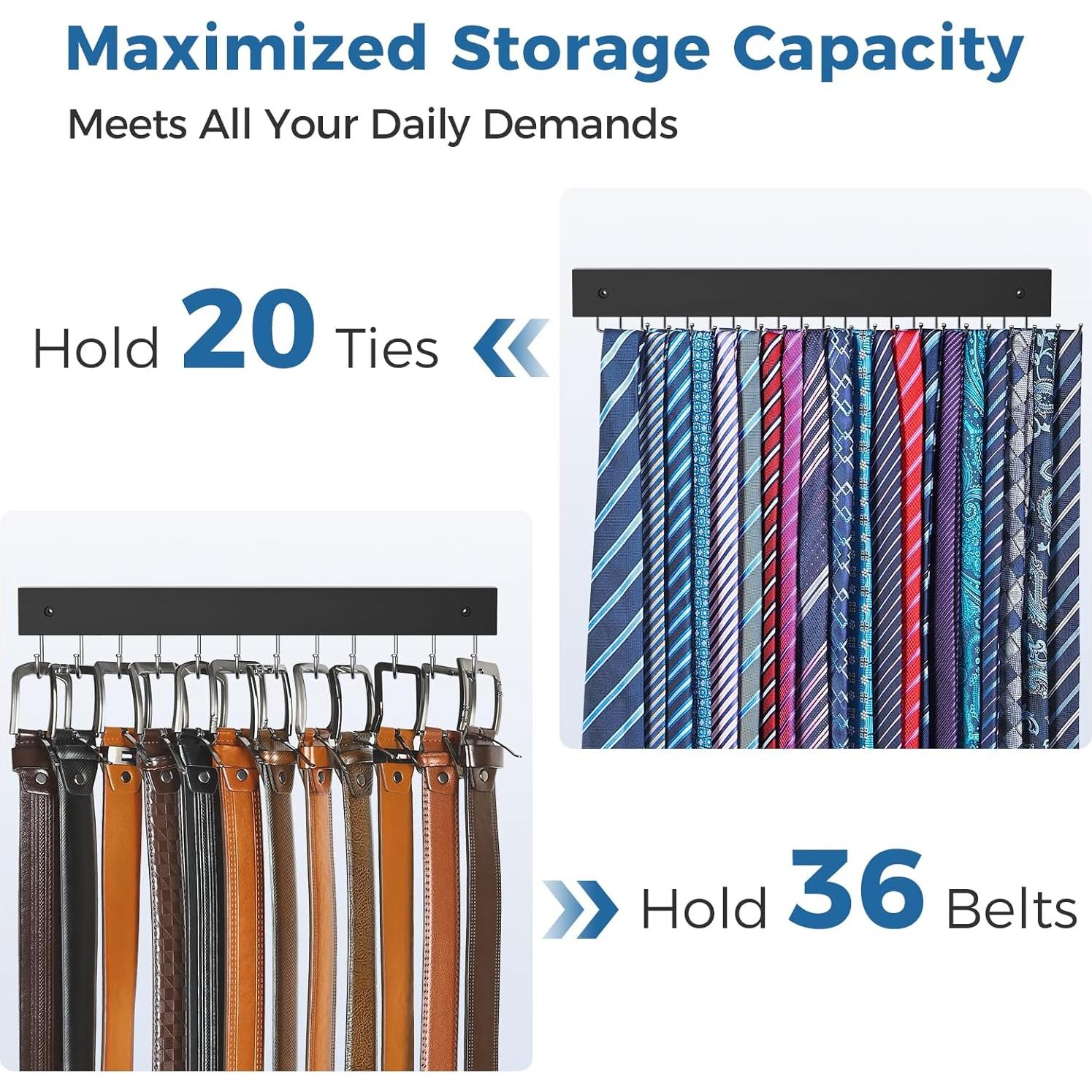 Soporte de Corbatas y Cinturones HAILMAJOR 2 Paquete Negro