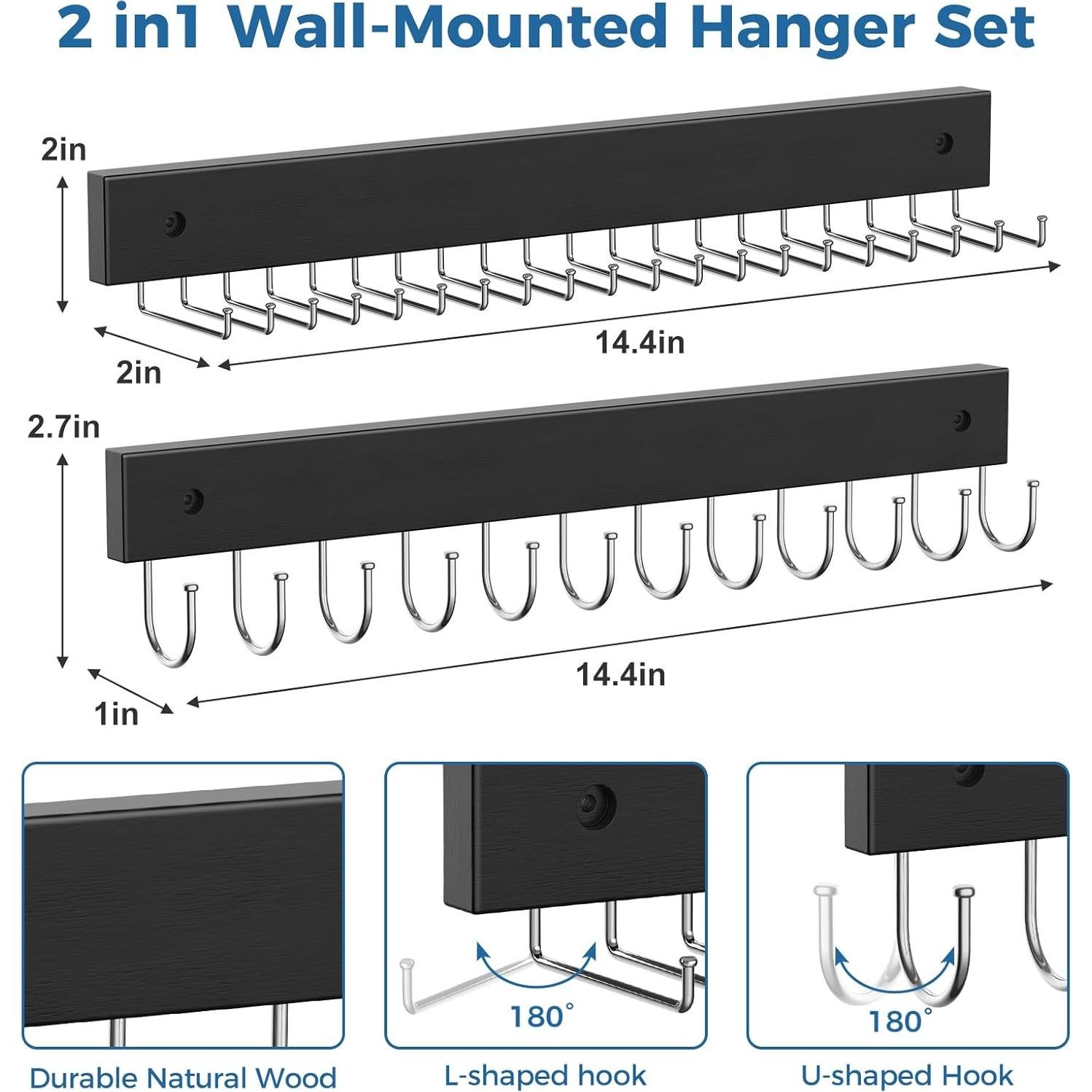 Soporte de Corbatas y Cinturones HAILMAJOR 2 Paquete Negro