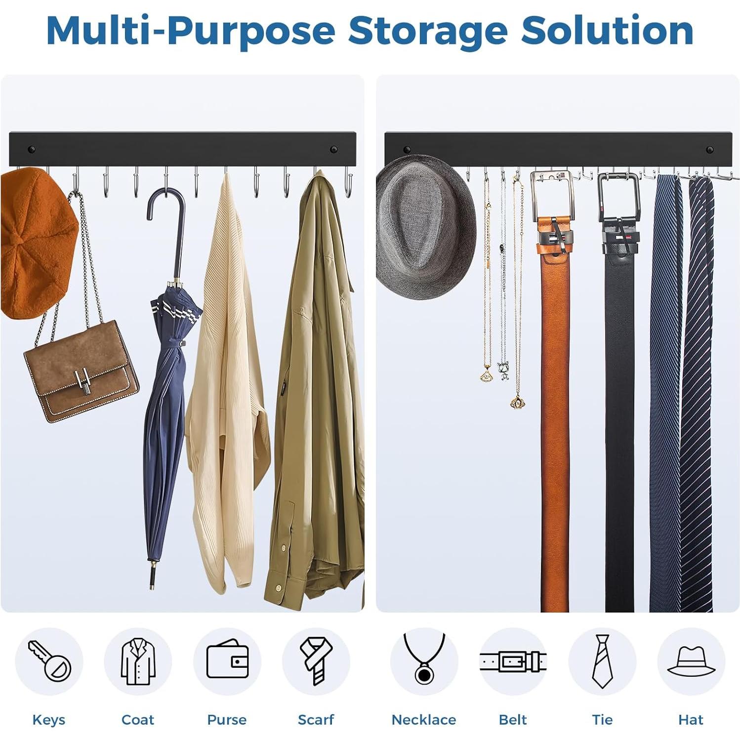 Soporte de Corbatas y Cinturones HAILMAJOR 2 Paquete Negro