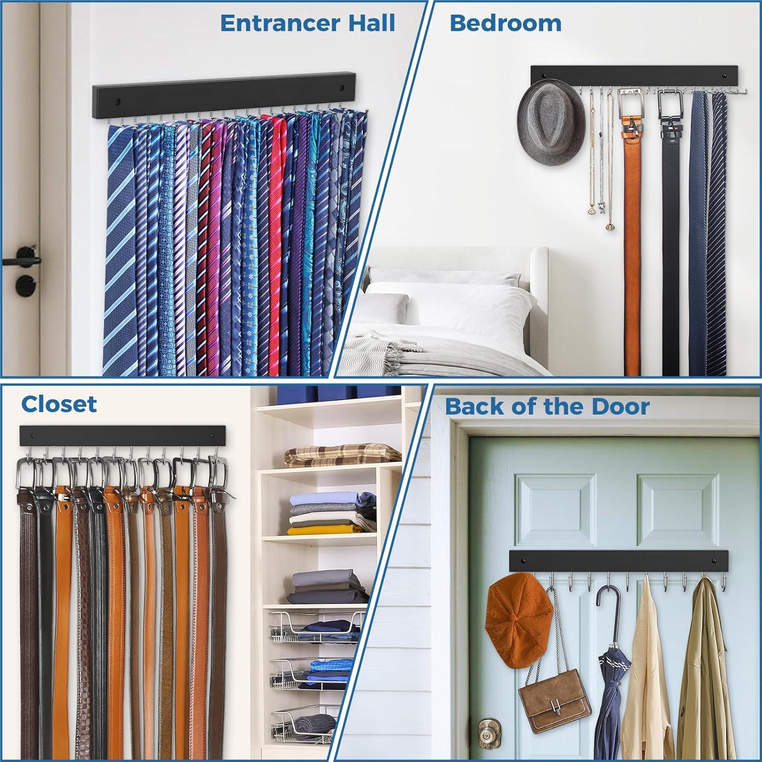 Soporte de Corbatas y Cinturones HAILMAJOR 2 Paquete Negro