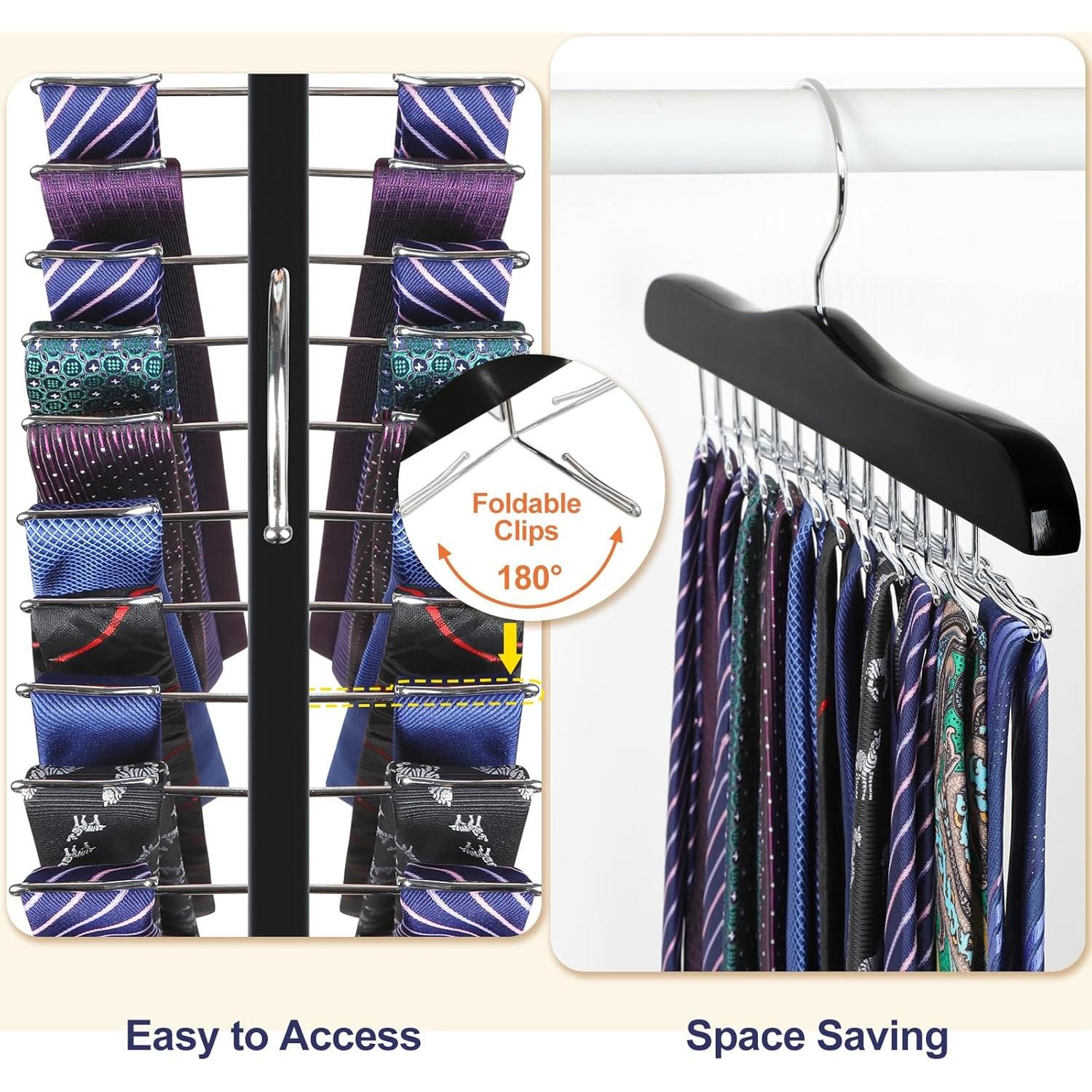 Perchero de Madera TOPIA HANGER para Corbatas y Ropa - Negro