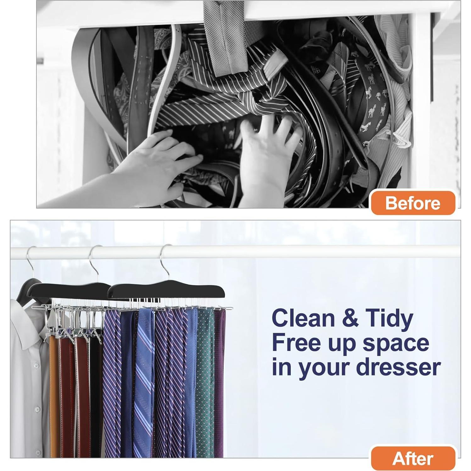 Perchero de Madera TOPIA HANGER para Corbatas y Ropa - Negro