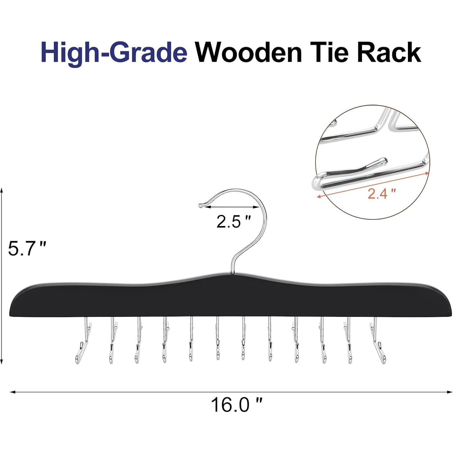 Perchero de Madera TOPIA HANGER para Corbatas y Ropa - Negro